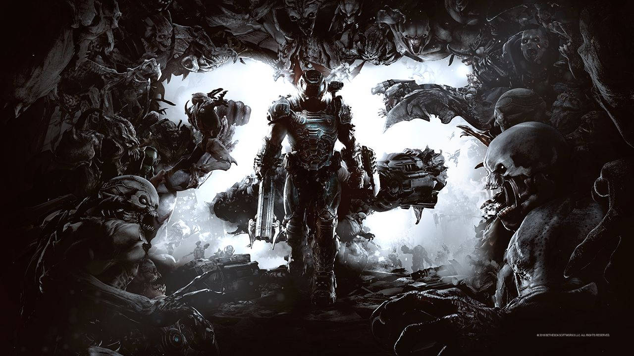 Doom Eternal, Doom, armored warrior, HD Desktop Wallpaper