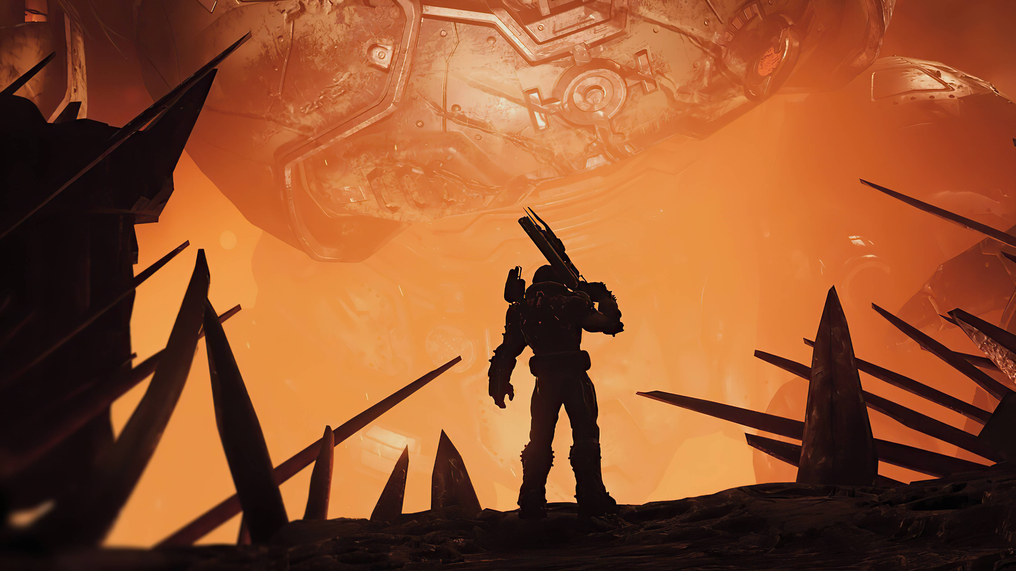 Doom Game, giant robot, armored warrior, 4K Desktop Wallpaper