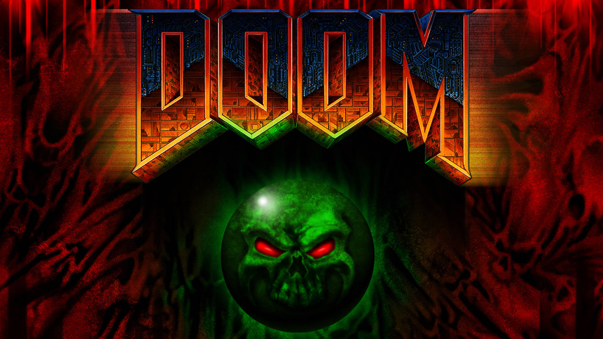 DOOM, DOOM logo, green skull, Full HD Desktop Wallpaper