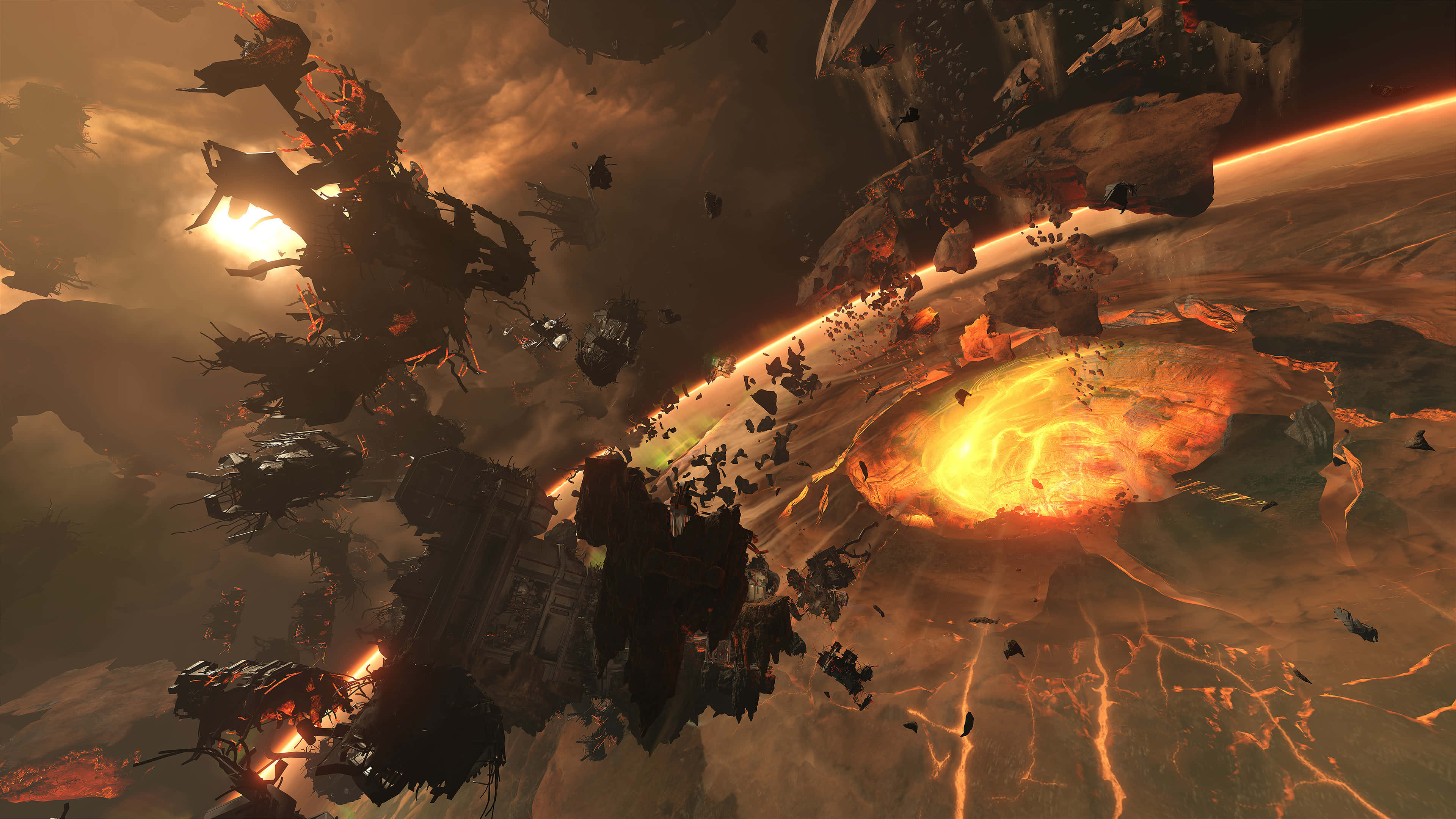Doom Slayer, molten planet, orange and red light, 4K Desktop Wallpaper