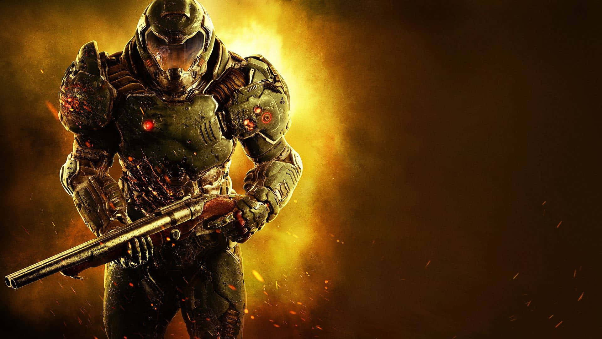 Doom Slayer, armored suit, shotgun, Full HD Desktop Wallpaper