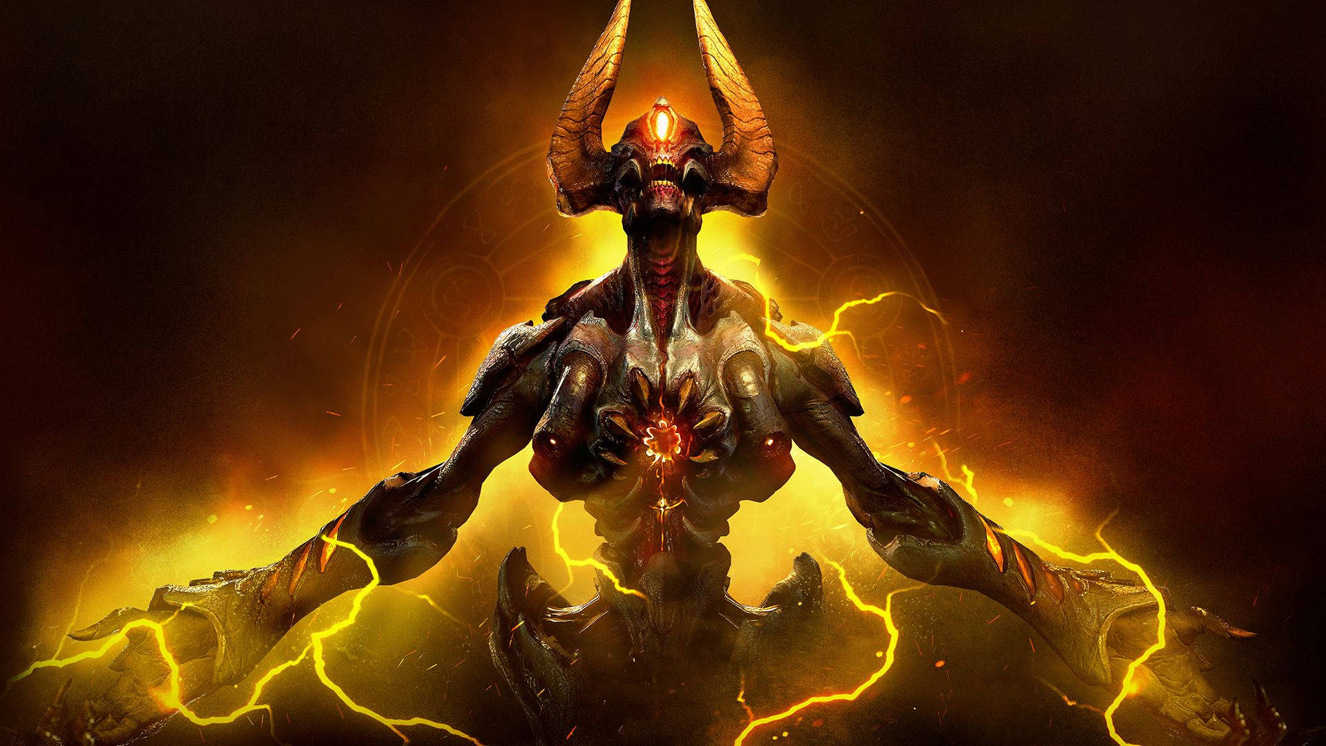 Doom, marine, demonic figure, Full HD Desktop Wallpaper