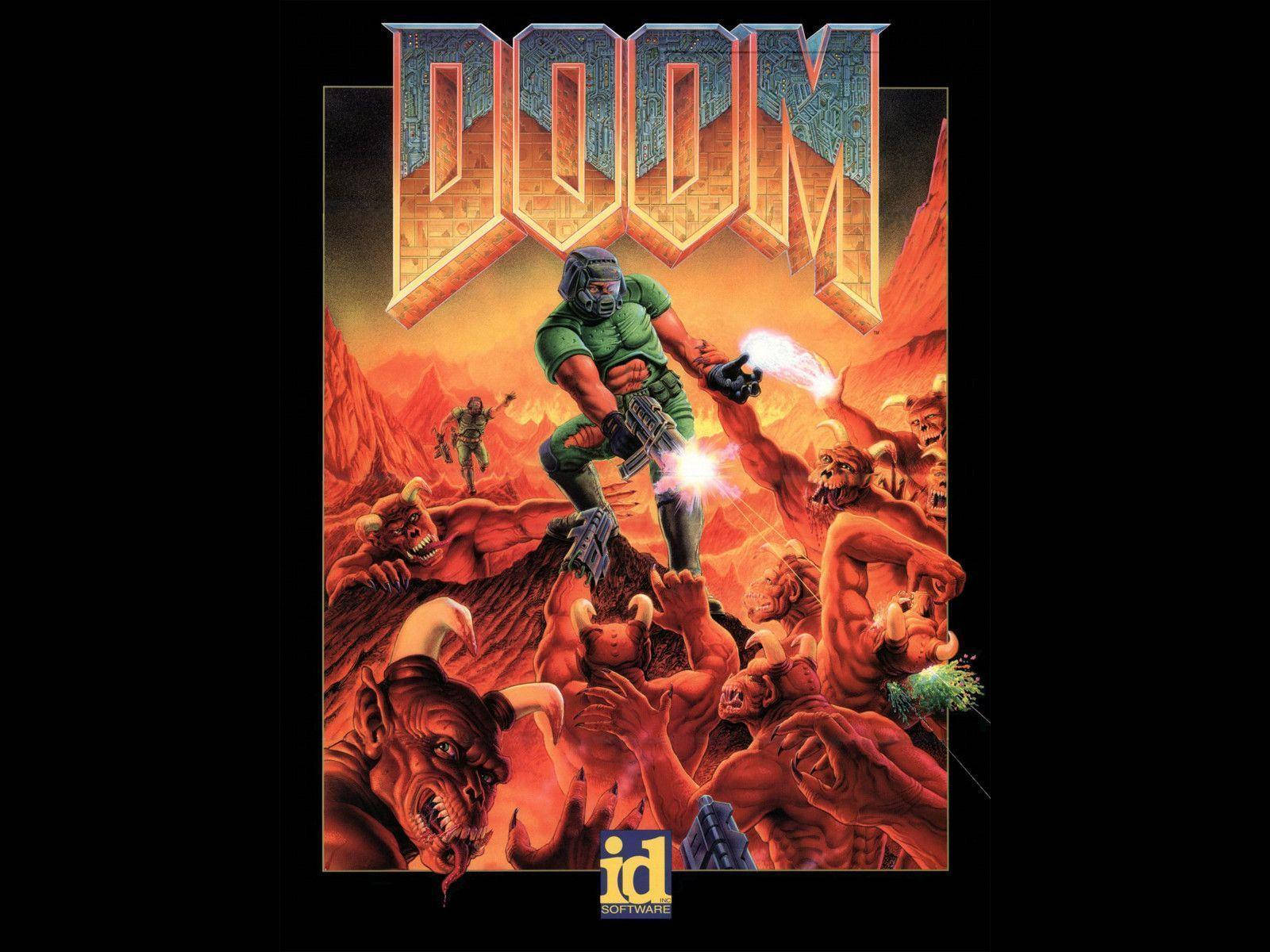 Doom, green armor, demonic creatures, HD Desktop Wallpaper