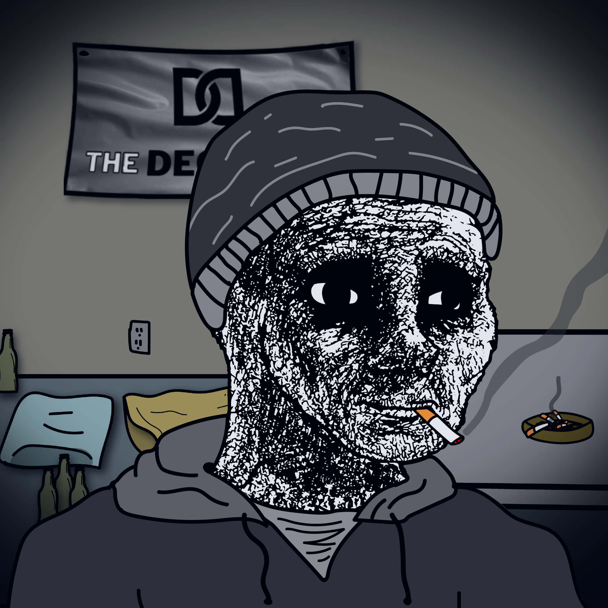 Doomer, beanie, cigarette, Full HD Desktop Wallpaper