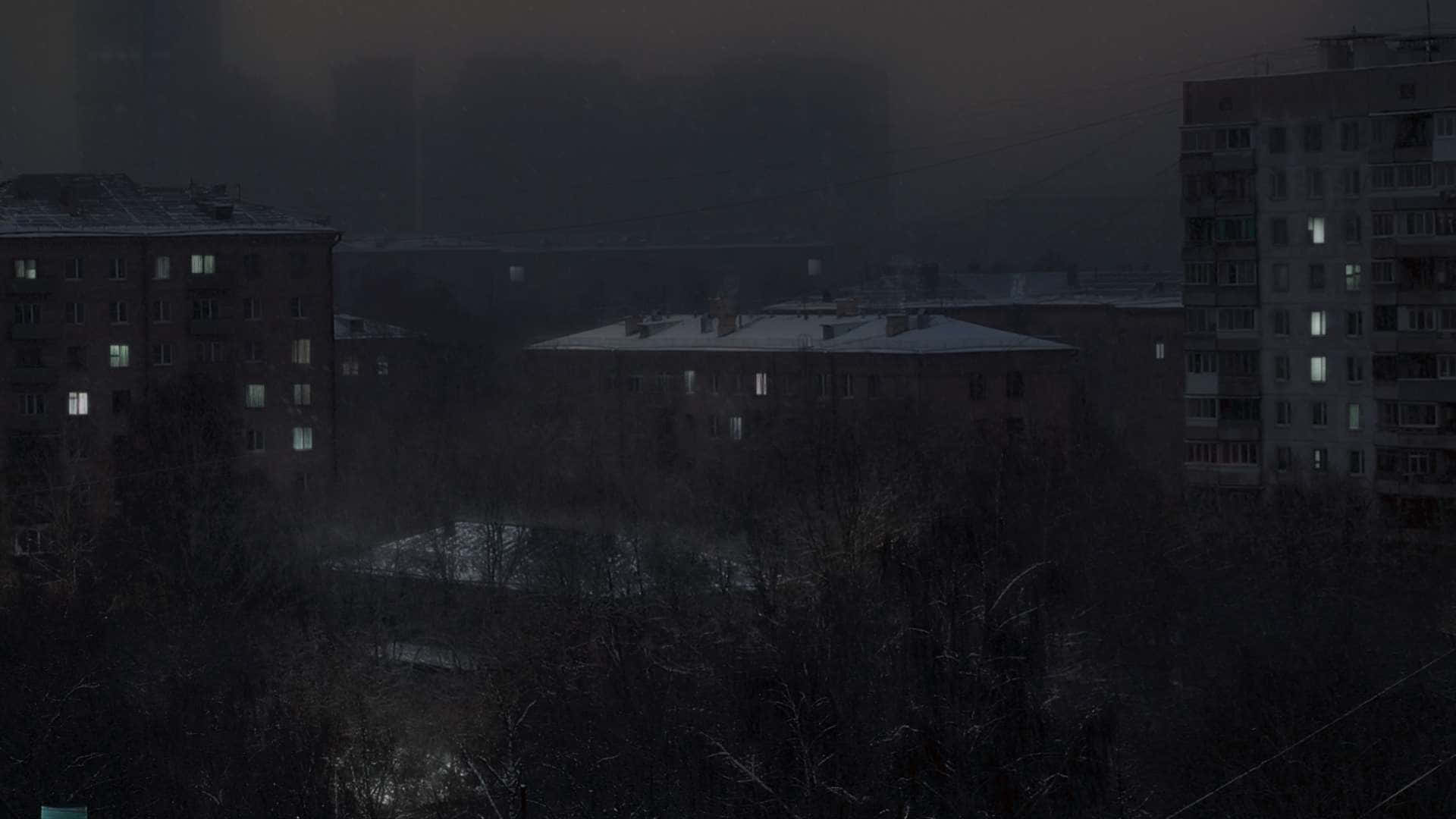 Doomer, snow, quiet apartment buildings, Full HD Desktop Wallpaper