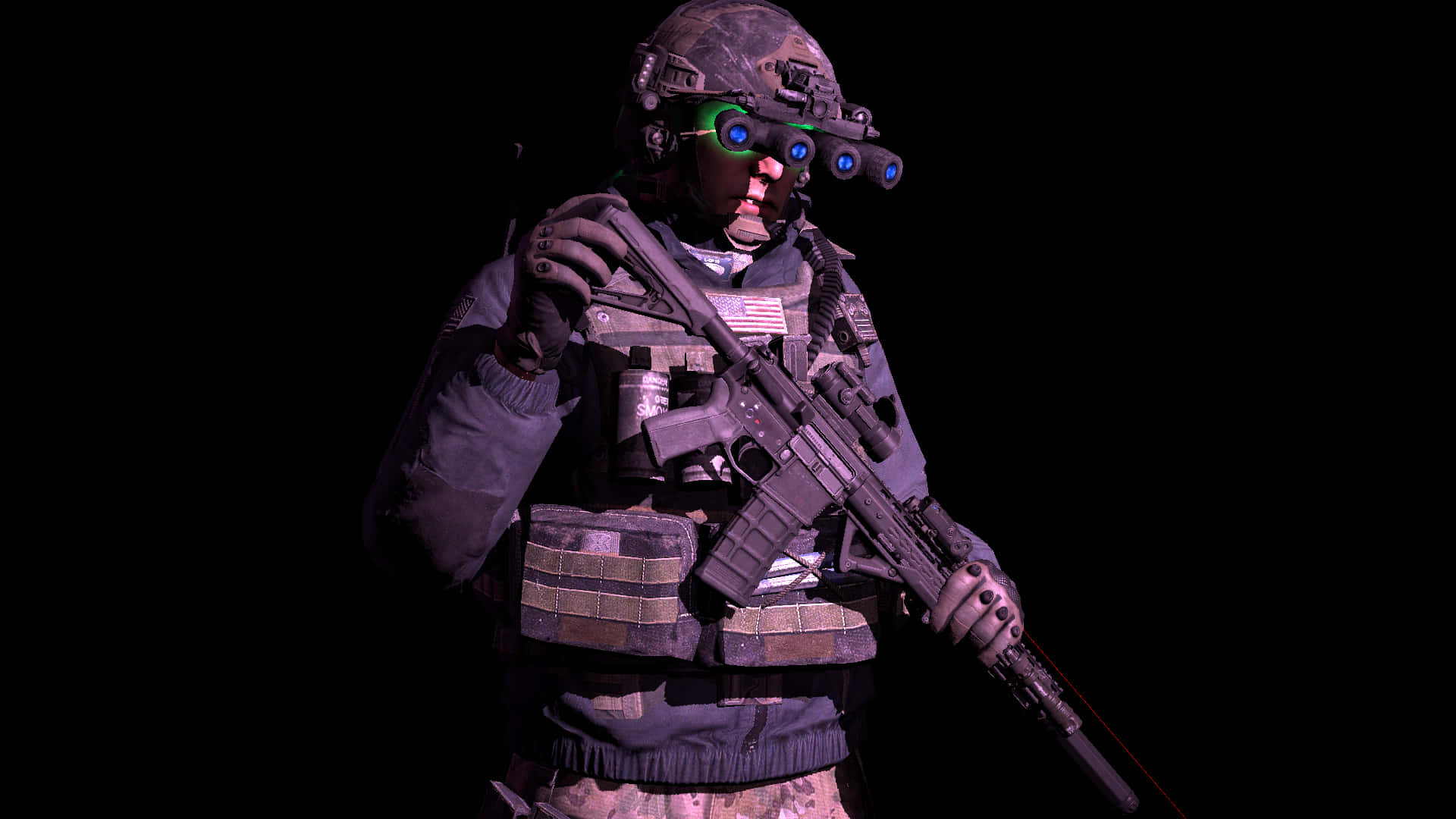 Doomer, tactical gear, glowing night vision goggles, Full HD Desktop Wallpaper
