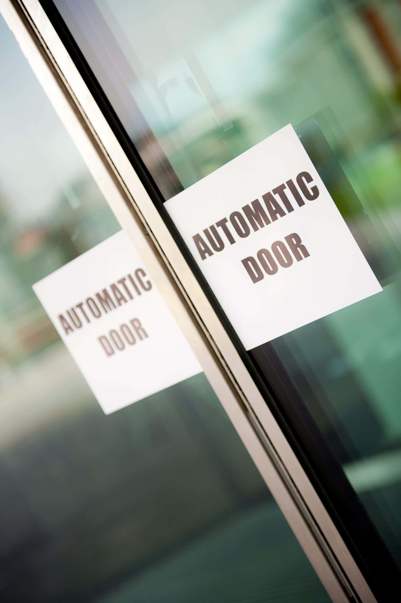 automatic door, white signs, glass door, 2K Phone Wallpaper