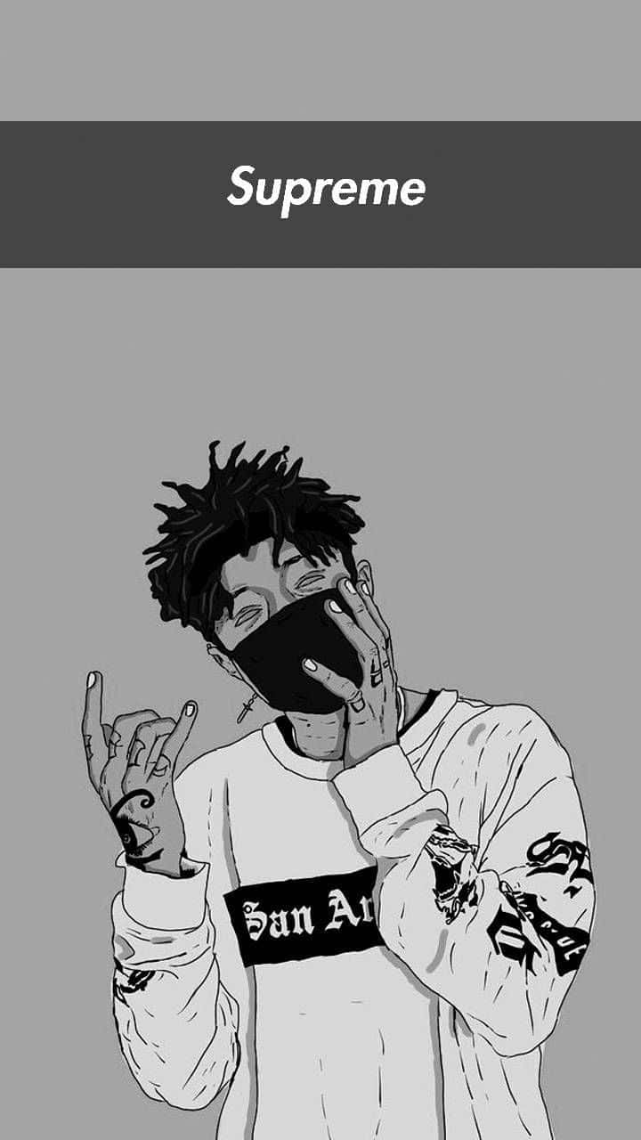 Dope Boy, black and white illustration, masked young man, HD Phone Wallpaper