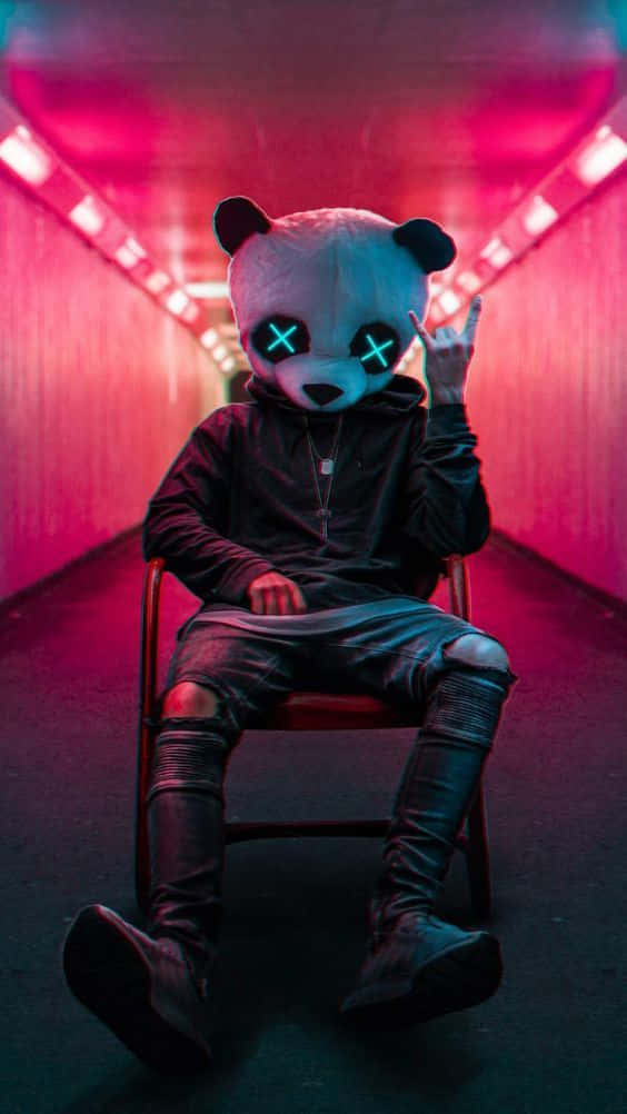 Dope Boy, panda mask, glowing eyes, SD Phone Wallpaper
