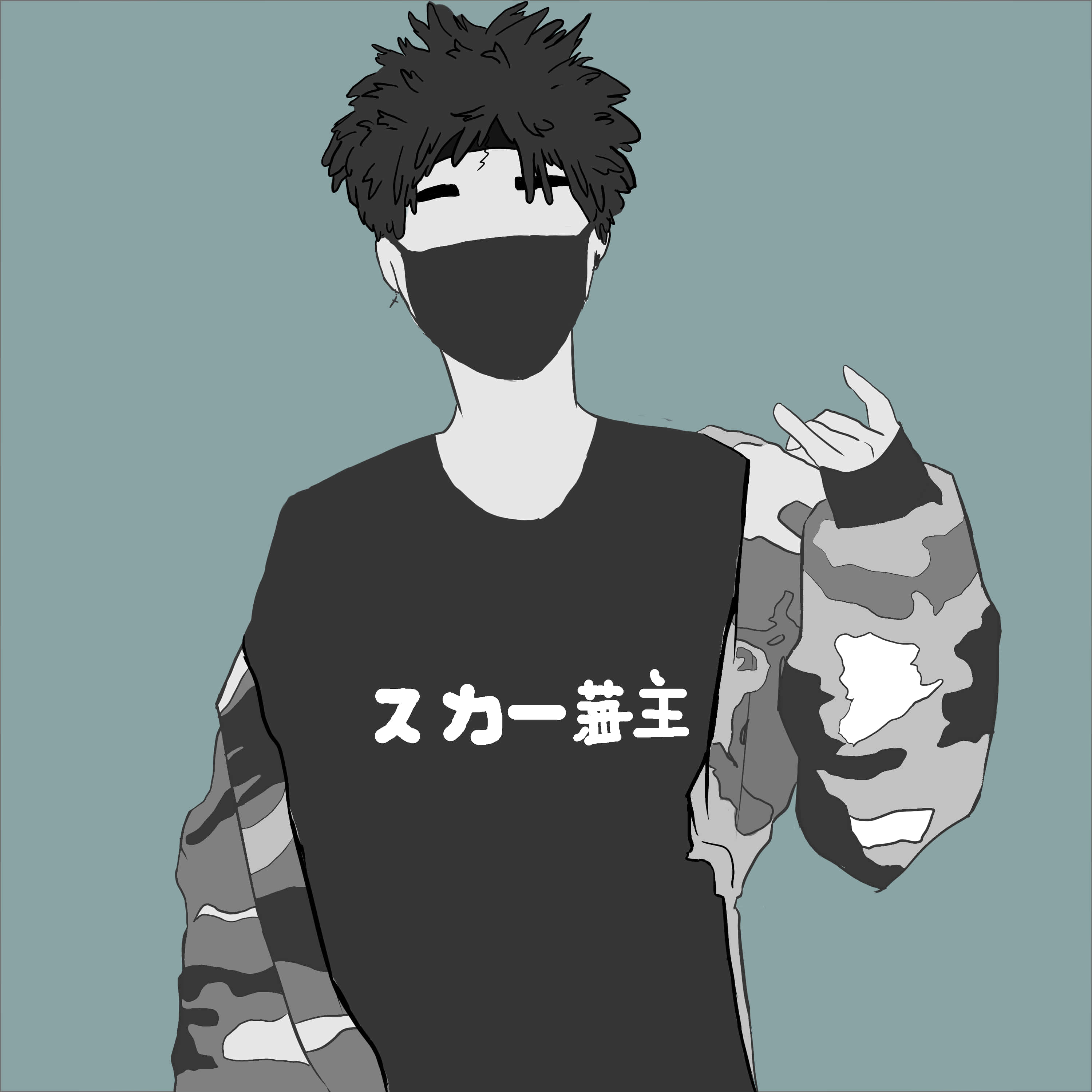Urbane Dope Boy Style, spiky hair, face mask, 2K Desktop Wallpaper