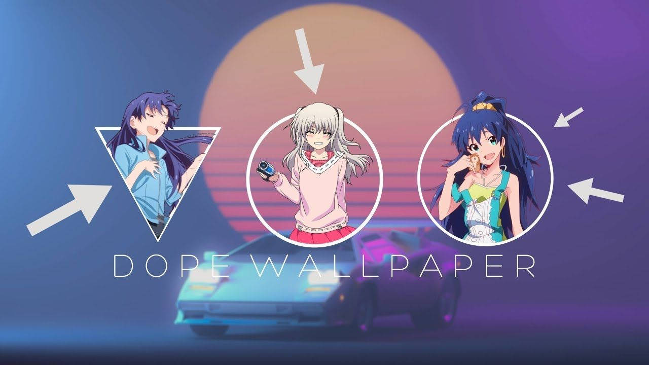 Dope Cartoon, anime girls, geometric frames, HD Desktop Wallpaper