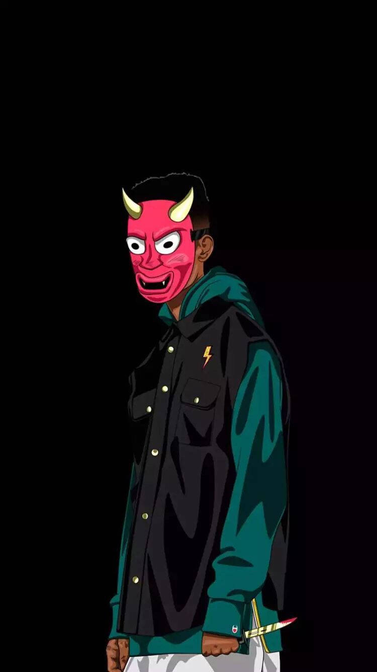 devil mask, red devil mask, horns, HD Phone Wallpaper