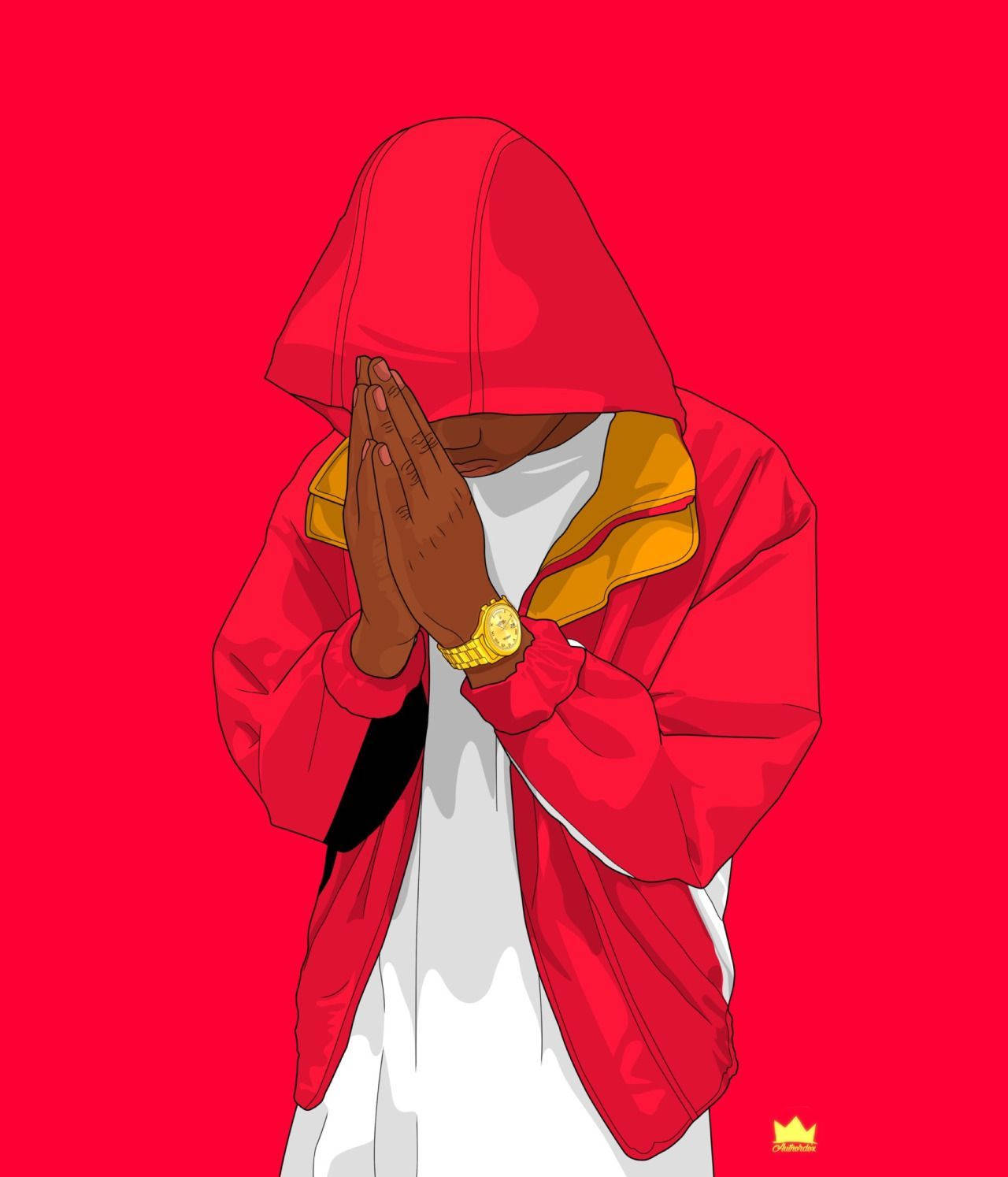 red dope cartoon, red hoodie, solid red background, HD Phone Wallpaper