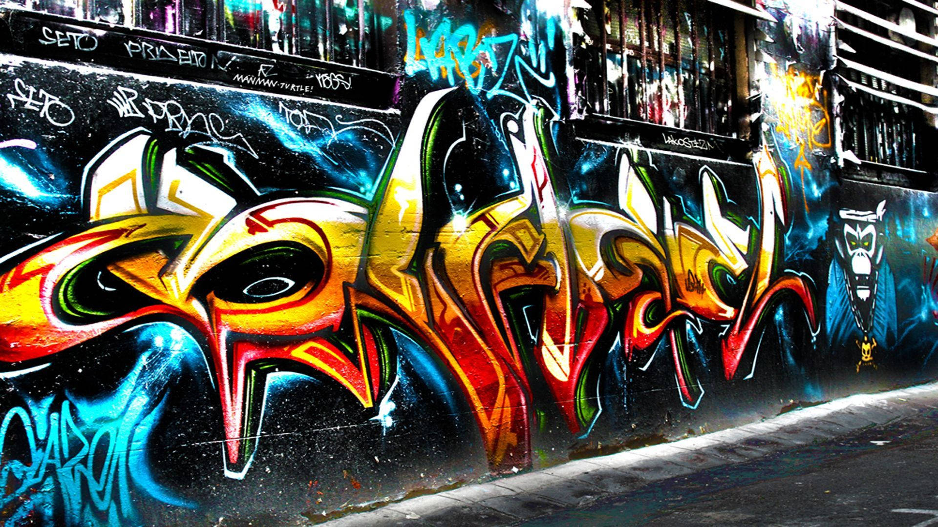 Dope Desktop, graffiti art, bold yellows, Full HD Desktop Wallpaper