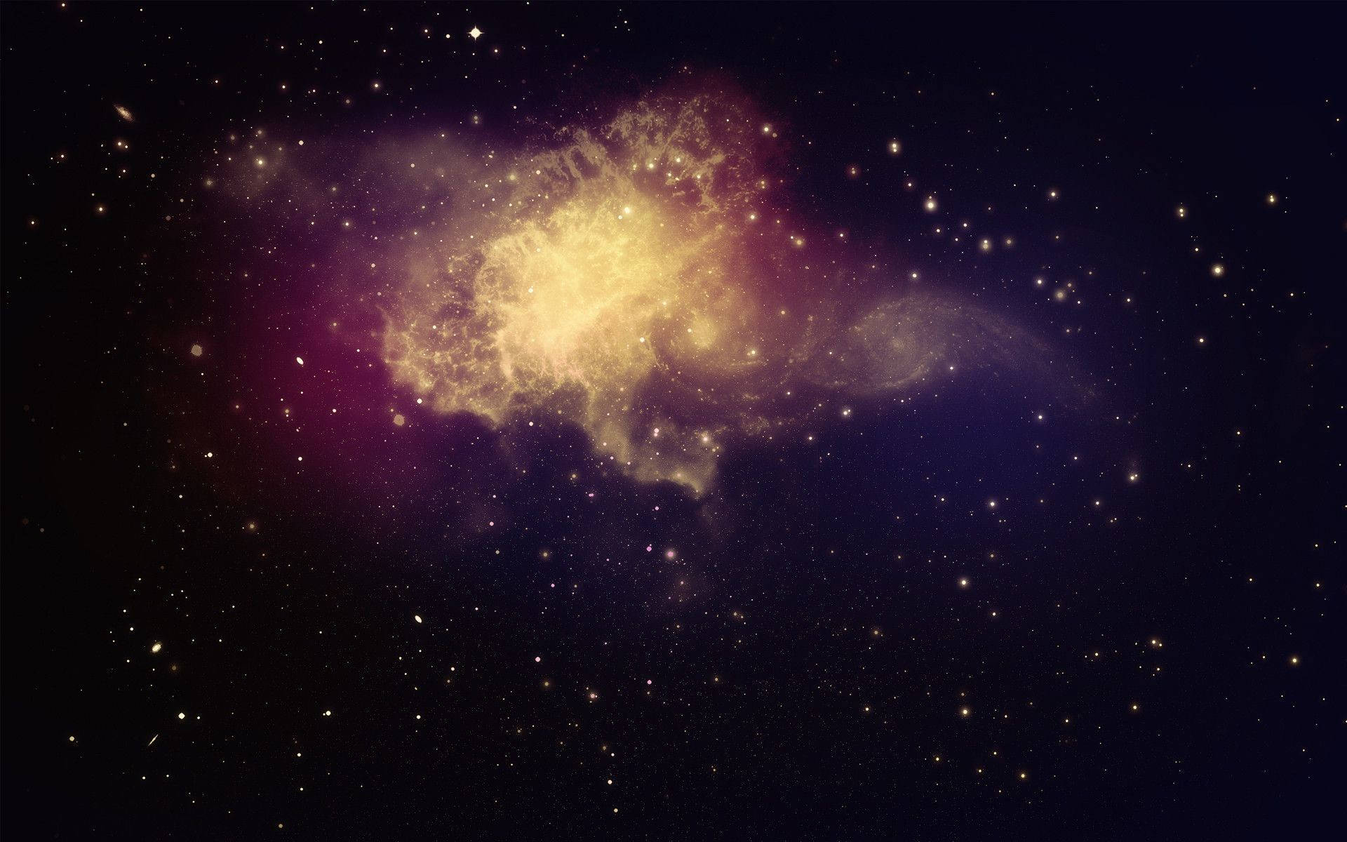 Universe Dope Desktop, cosmic nebula, golden and purple hues, Full HD Desktop Wallpaper