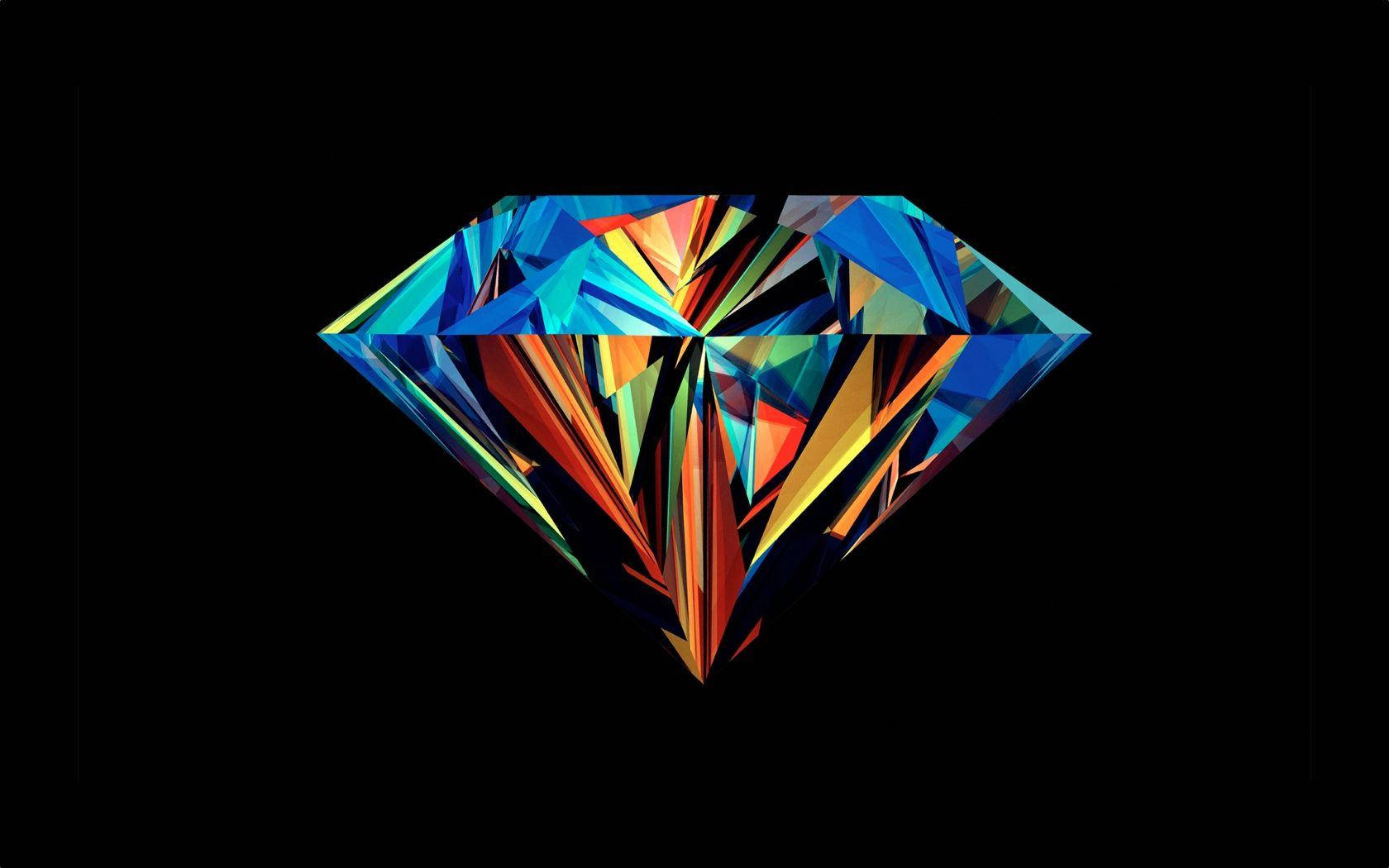Dope Laptop, geometrically fractured diamond, vibrant rainbow hues, HD Desktop Wallpaper