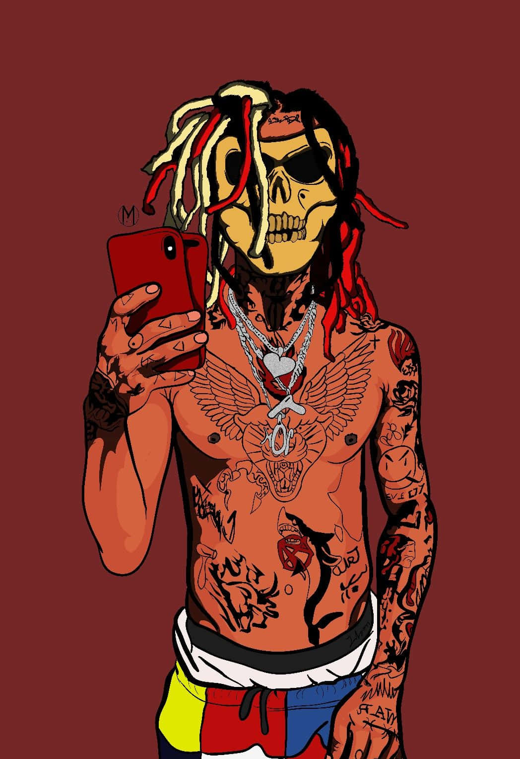dope gangster, skeleton, dreadlocks, HD Phone Wallpaper