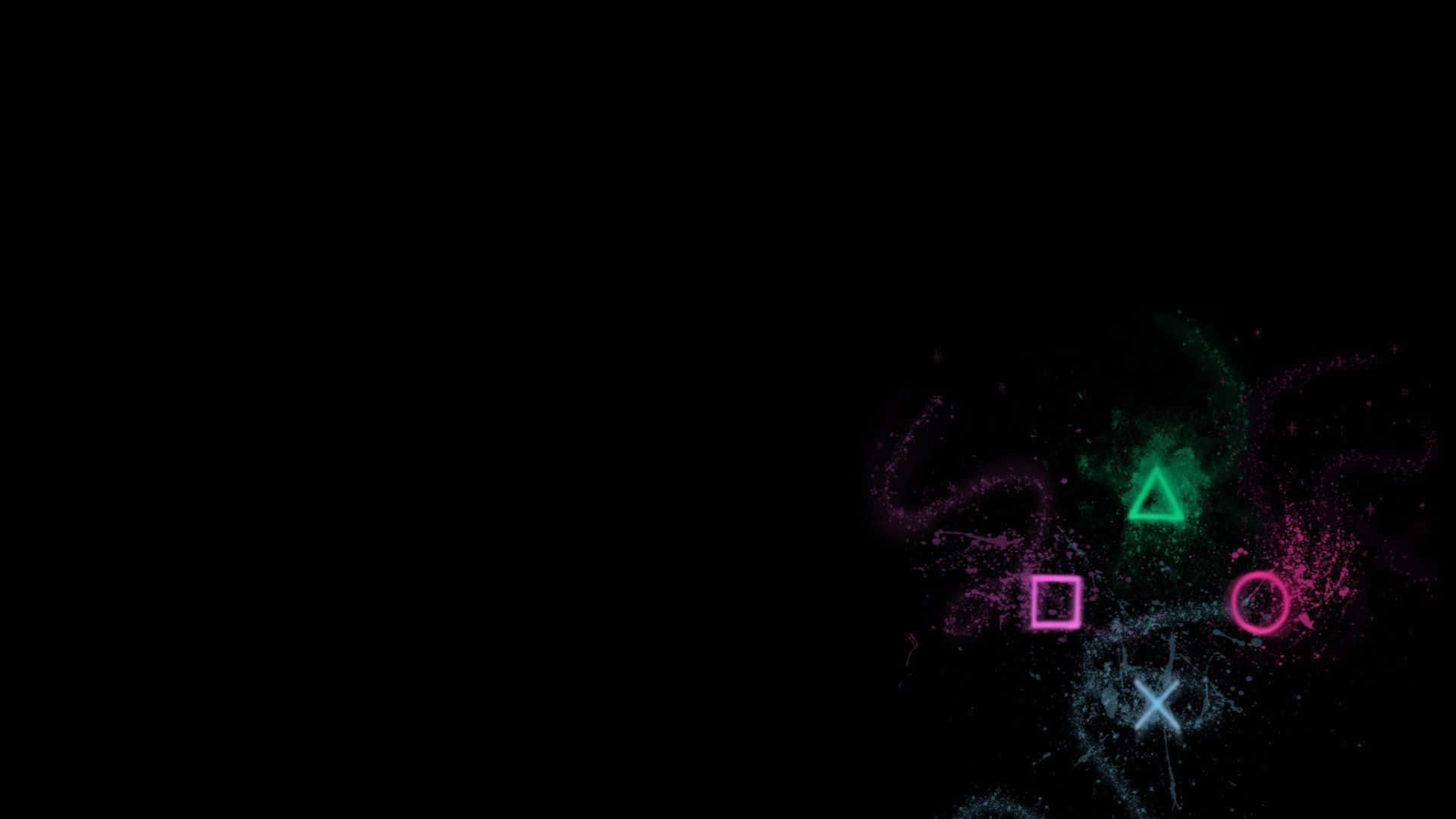 Dope Ps4, neon PlayStation controller symbols, sparkling particle trails, Full HD Desktop Wallpaper