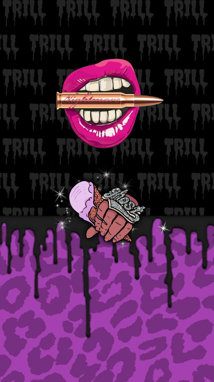 Purple, Black, Vibrant pink lips, HD Phone Wallpaper