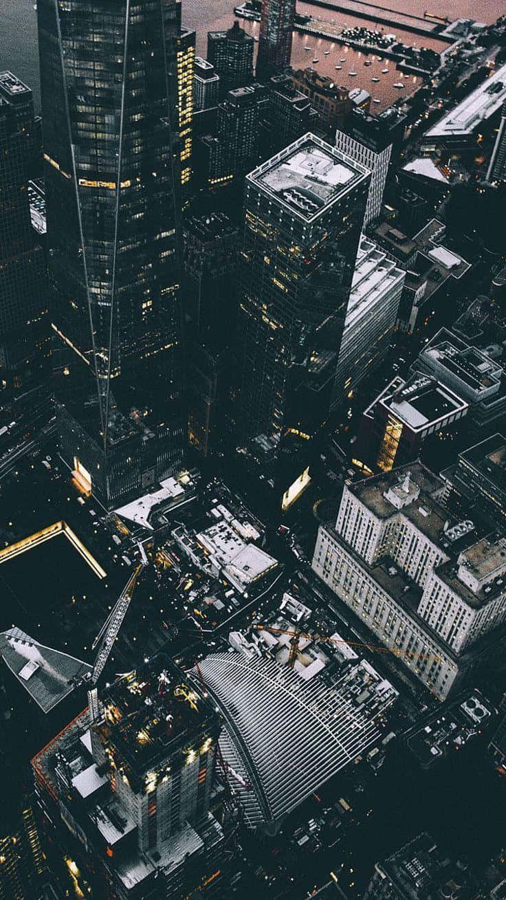 Dope Tumblr iPhone, aerial view, dense urban skyline, HD Phone Wallpaper