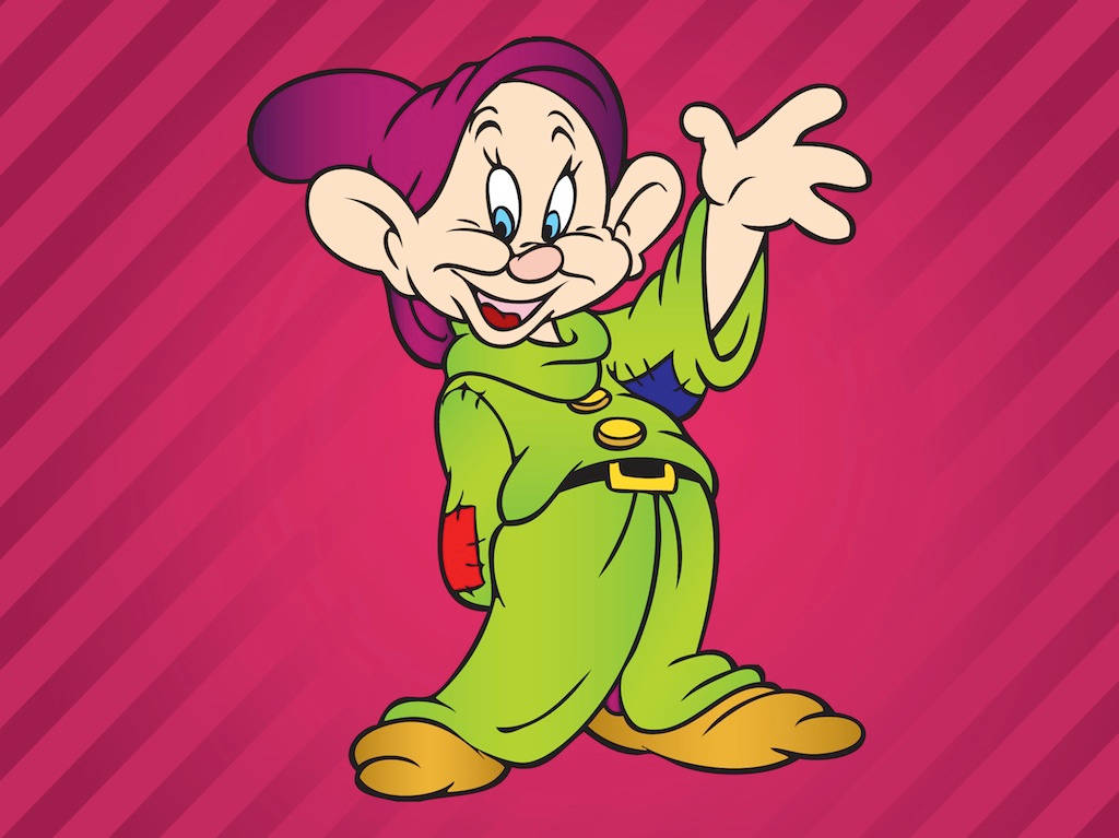 Dopey, green outfit, purple hat, SD Desktop Wallpaper