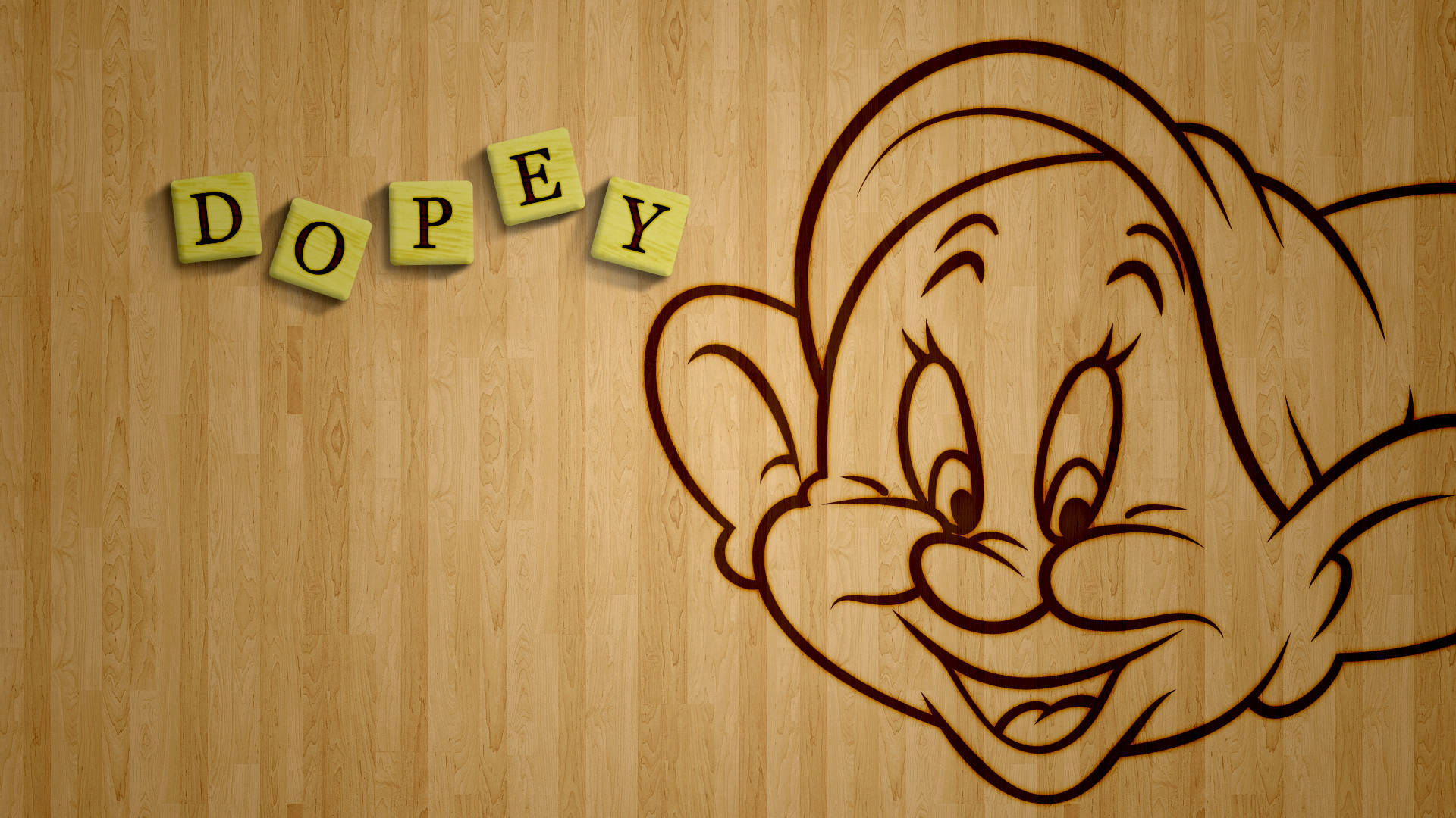 Dopey, brown themed, yellow blocks, Full HD Desktop Wallpaper