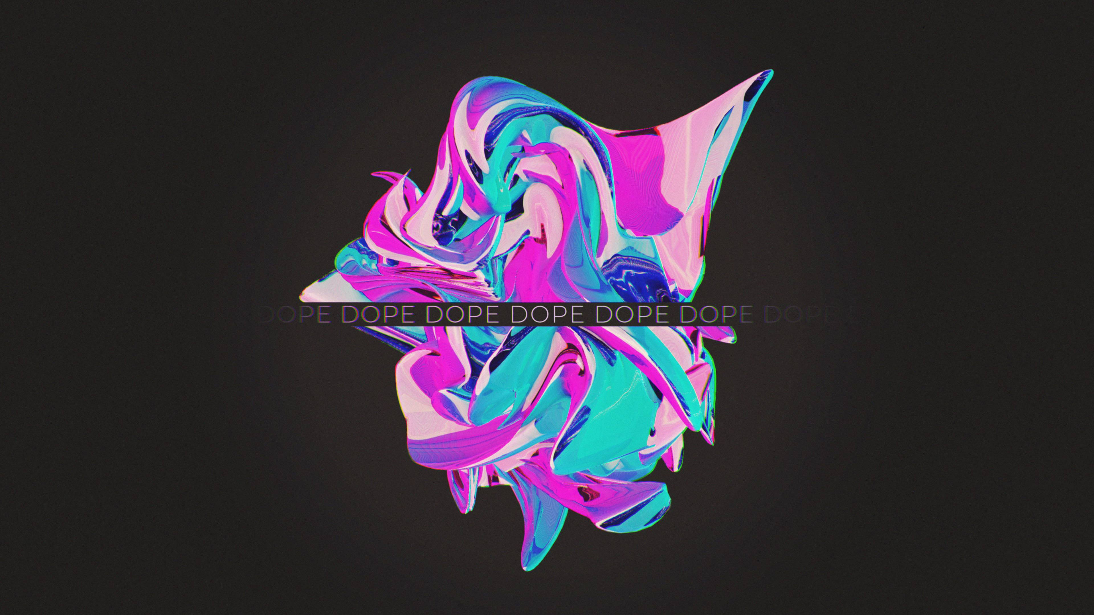 neon pink, cyan, liquid swirls, 4K Desktop Wallpaper