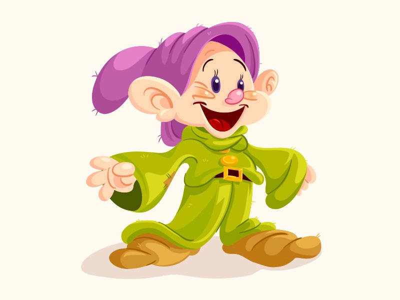 Dopey, purple hat, green robe, SD Desktop Wallpaper