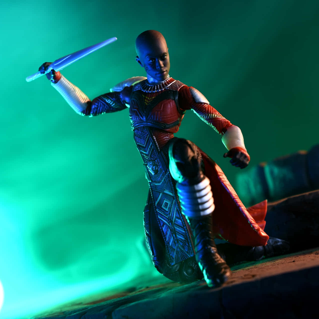Dora Milaje, red and blue armor, glowing sword, SD Desktop Wallpaper