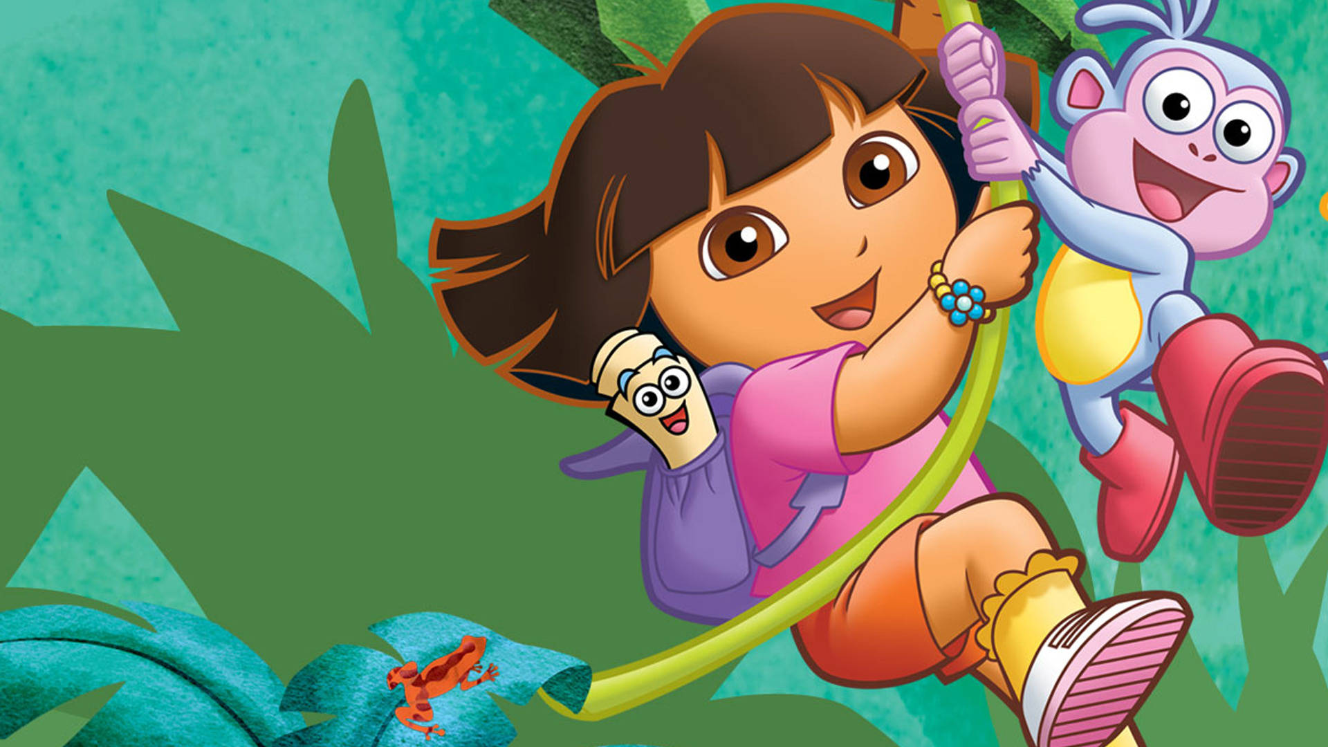 Dora The Explorer, Boots, vine swing, Full HD Desktop Wallpaper