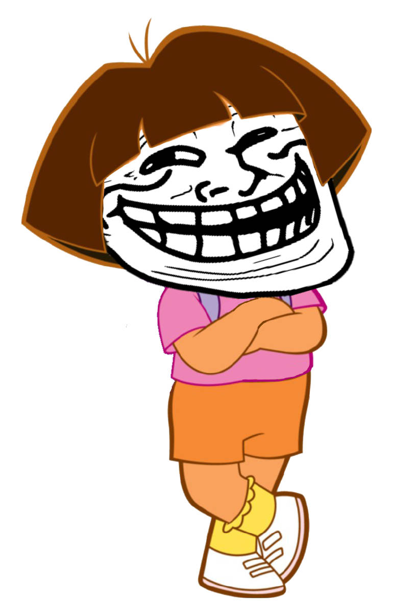 Dora The Explorer, troll face meme, arms crossed, SD Phone Wallpaper