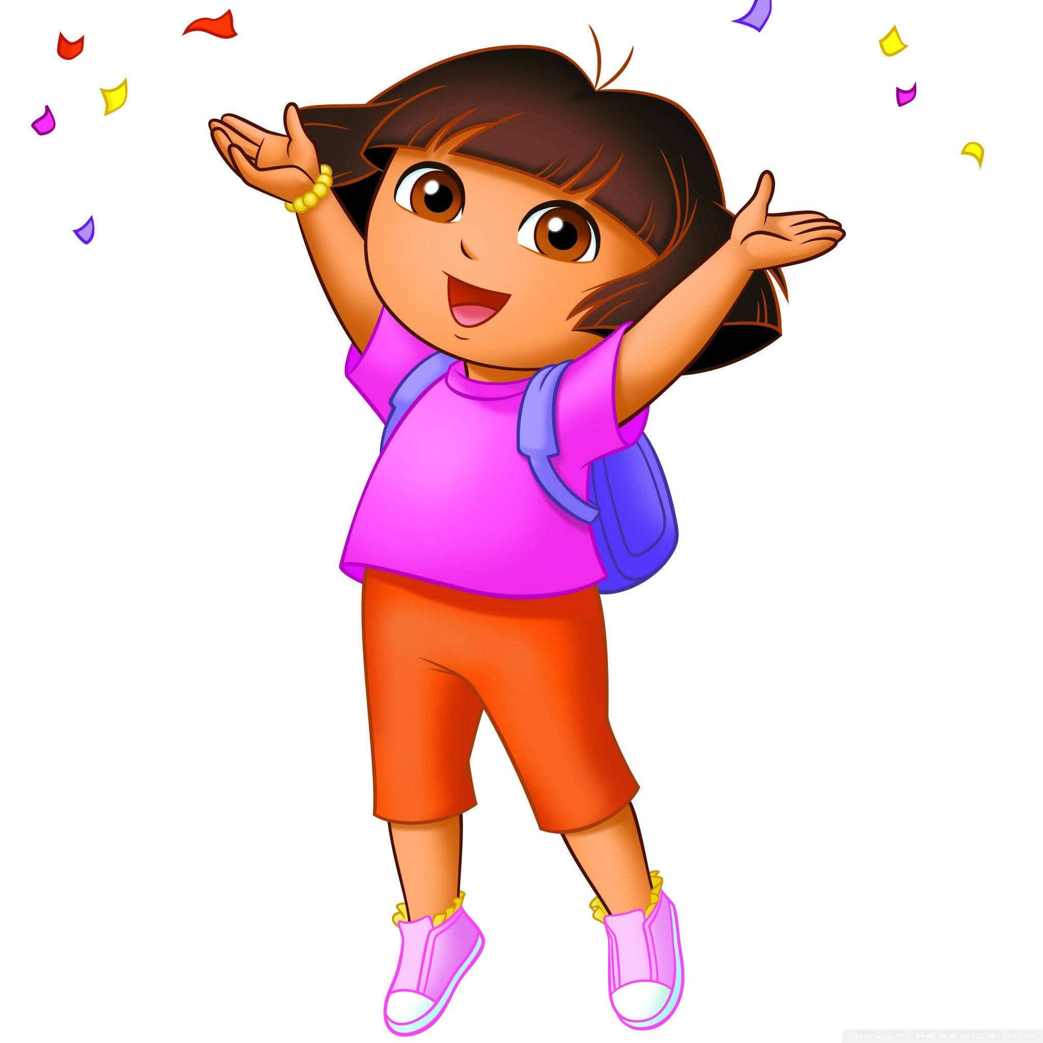 Dora The Explorer, brown hair, purple backpack, Full HD Desktop Wallpaper