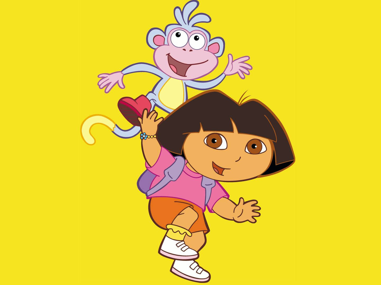 Dora The Explorer, Boots, yellow background, HD Desktop Wallpaper