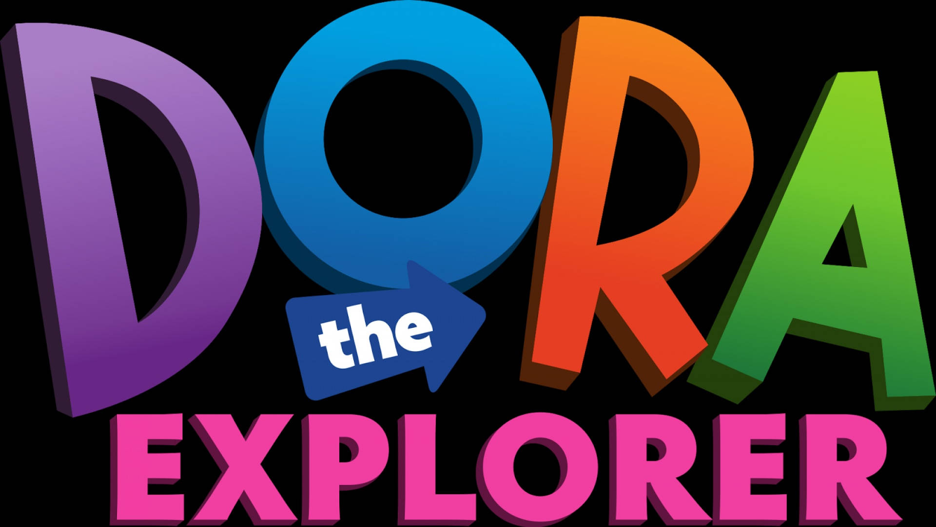 Dora The Explorer, rainbow gradient, 3d logo, Full HD Desktop Wallpaper