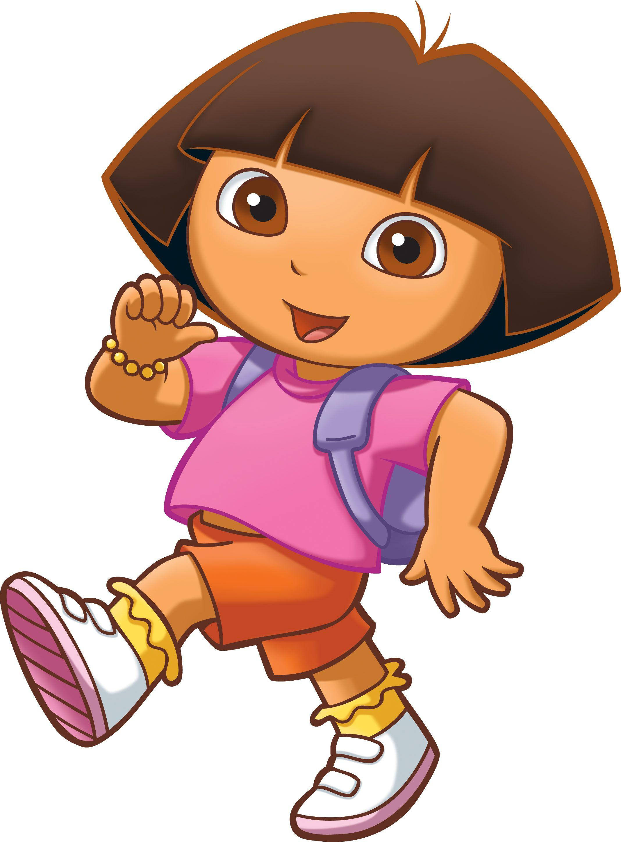 Dora The Explorer, brown hair, purple backpack, 2K Phone Wallpaper