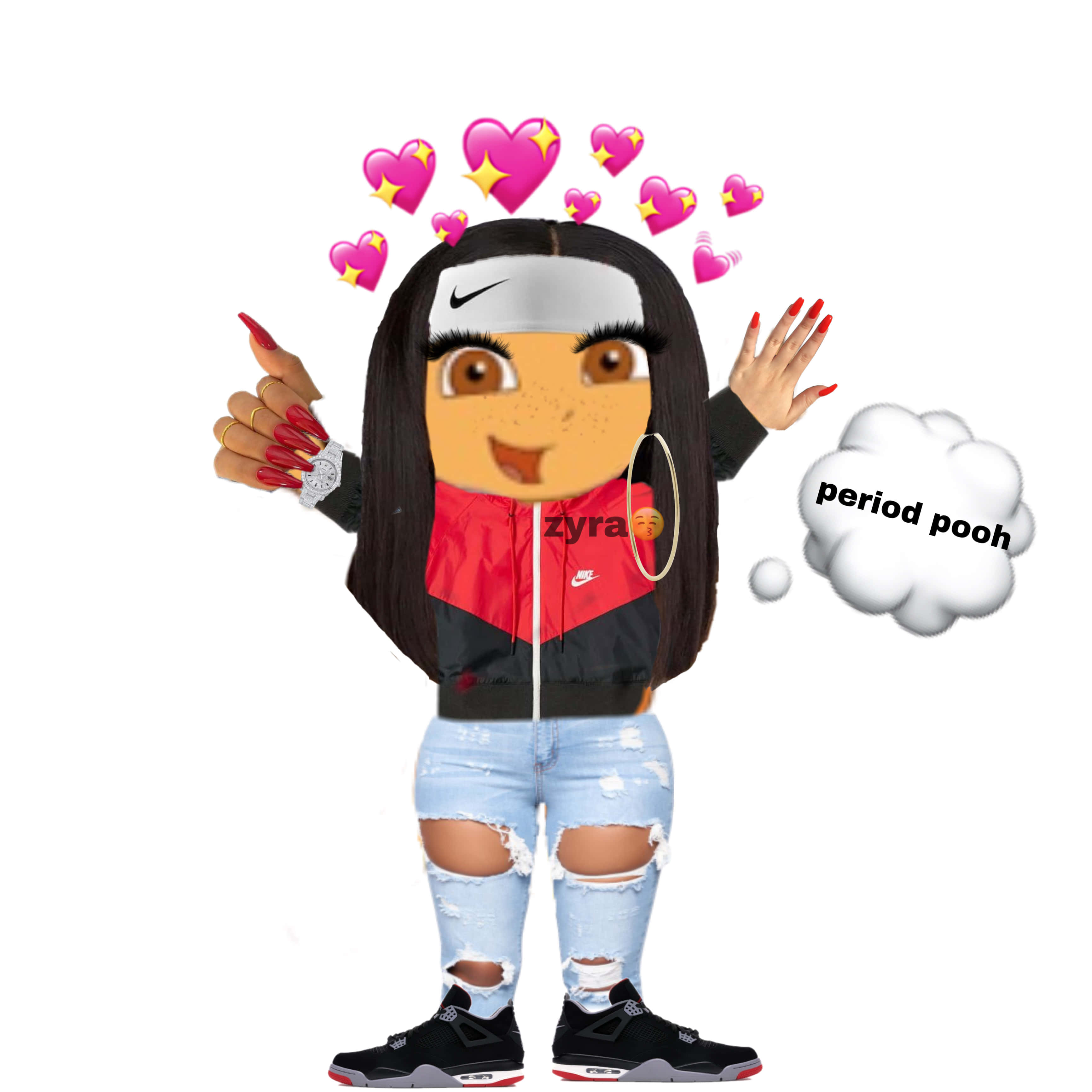 Dora The Explorer, red and black jacket, ripped jeans, 2K Desktop Wallpaper