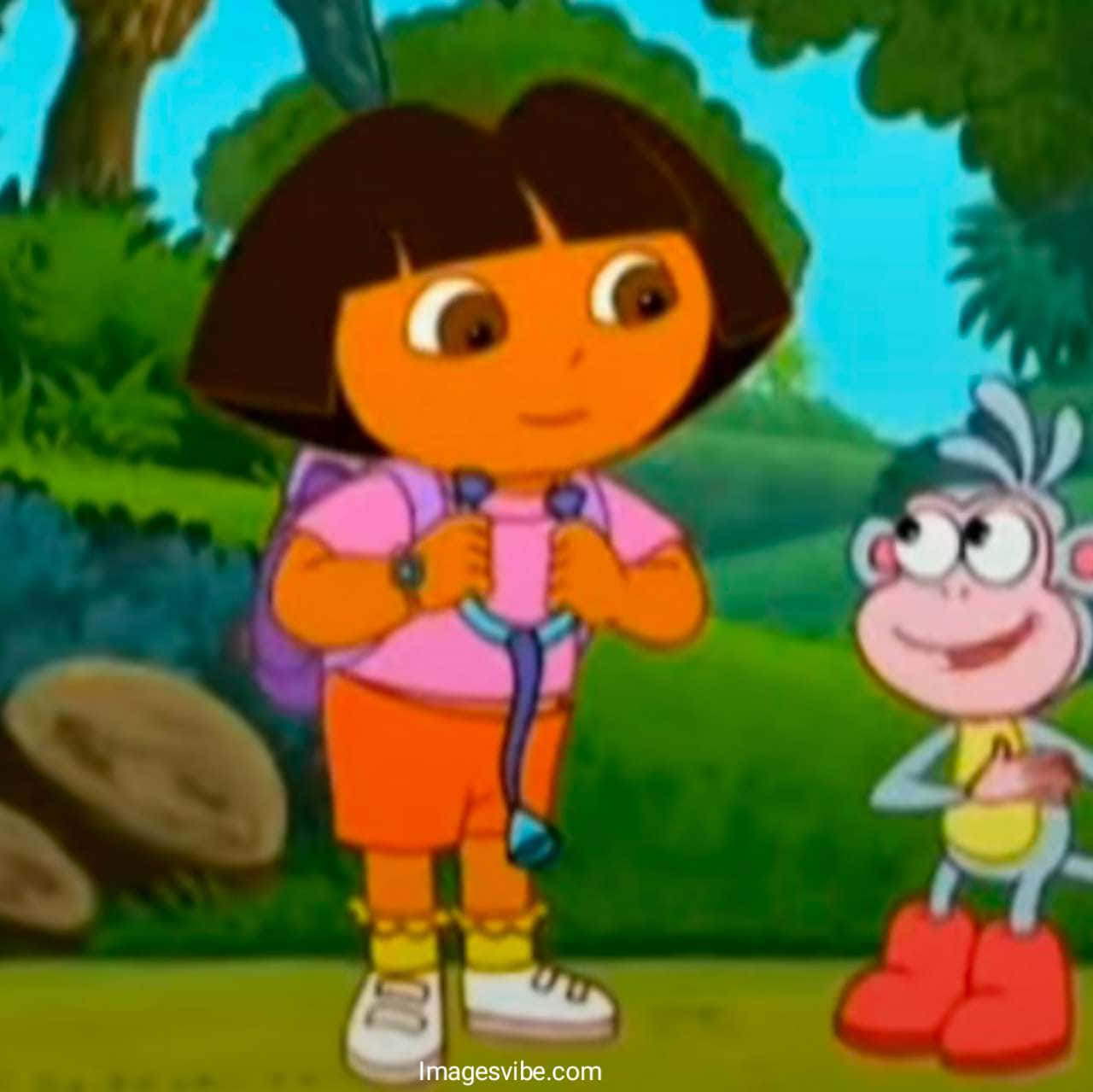 Dora The Explorer, Boots, bright forest, HD Desktop Wallpaper