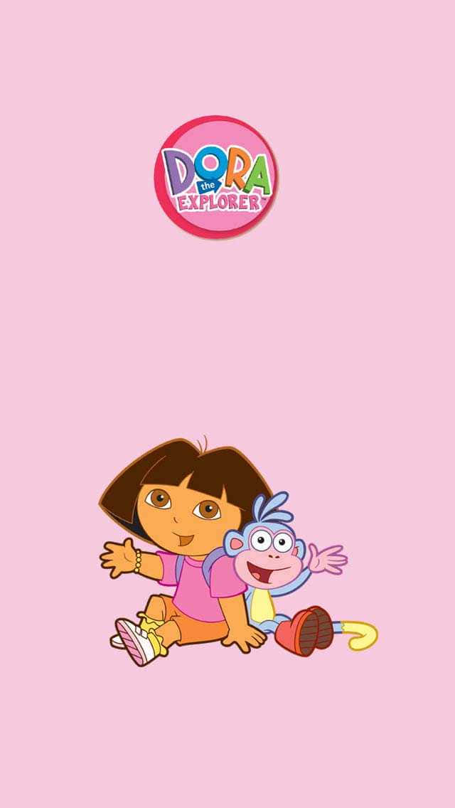 Dora the Explorer, Boots, solid pink background, SD Phone Wallpaper