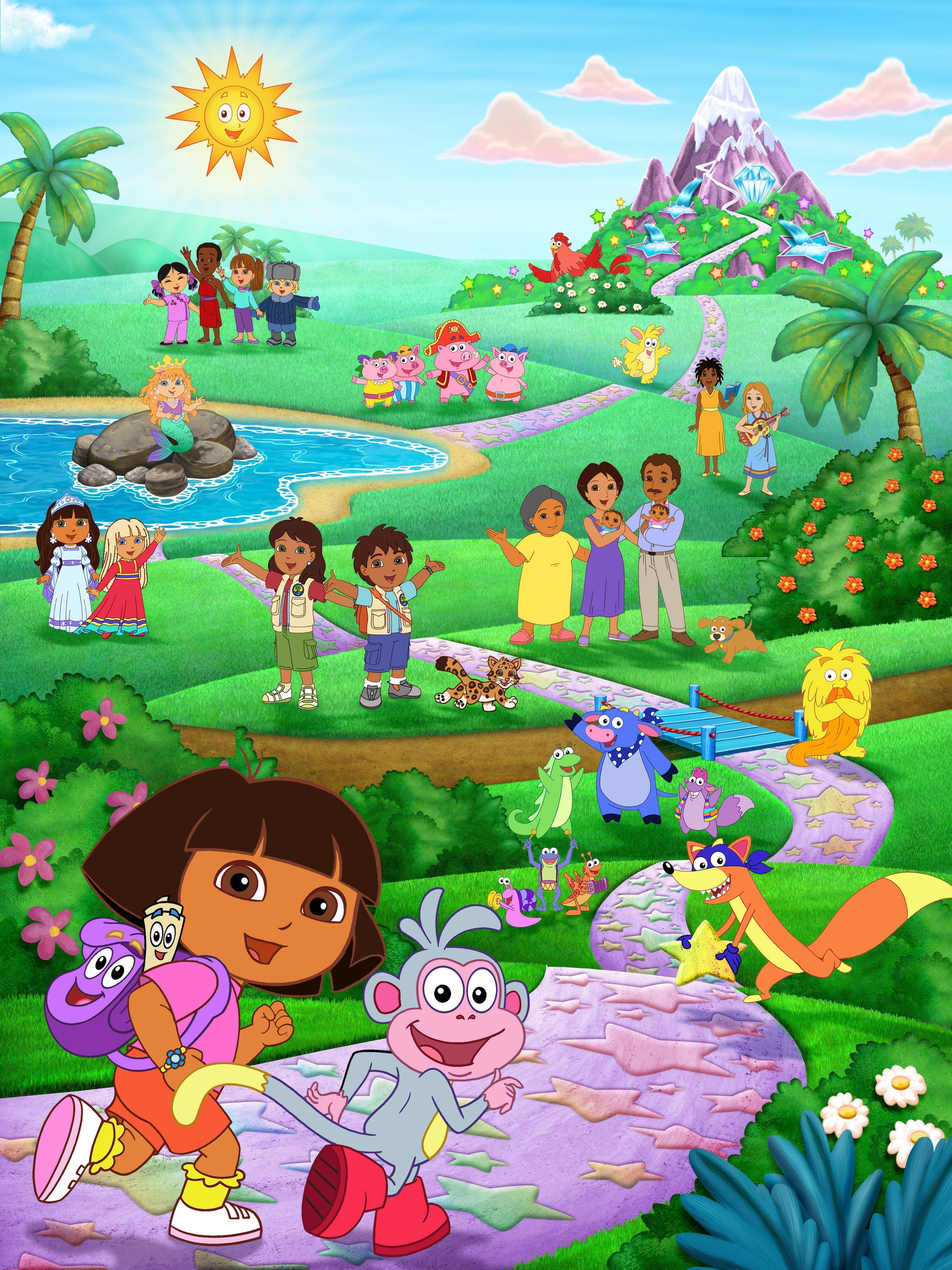 Dora, Boots, jungle landscape, 4K Phone Wallpaper