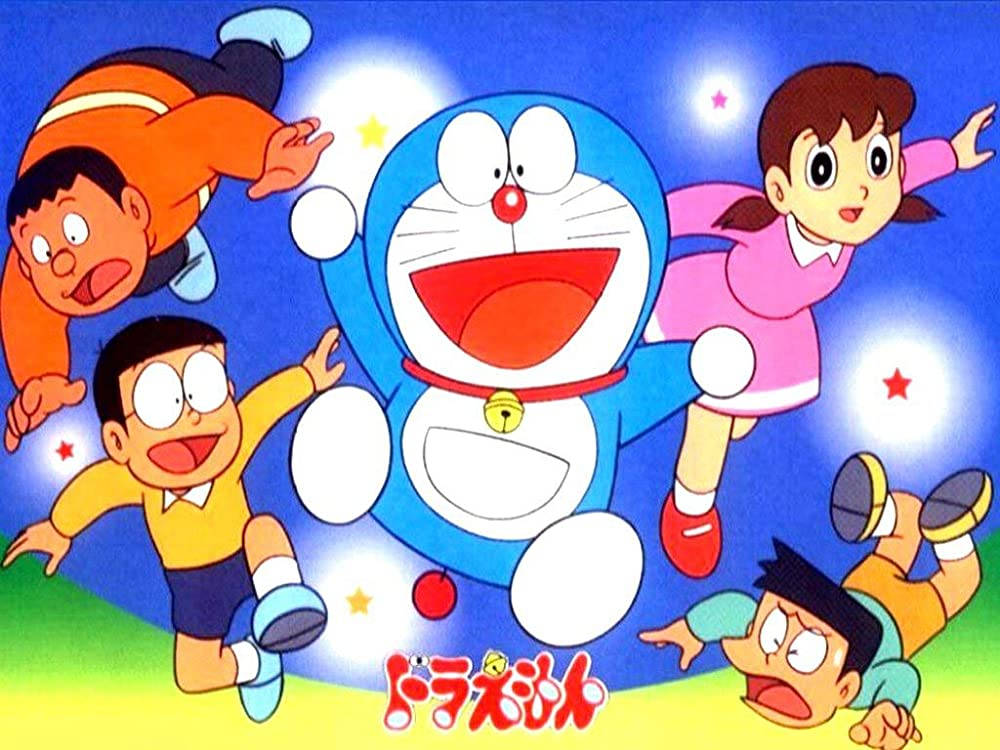Doraemon, friends, starry blue sky, SD Desktop Wallpaper