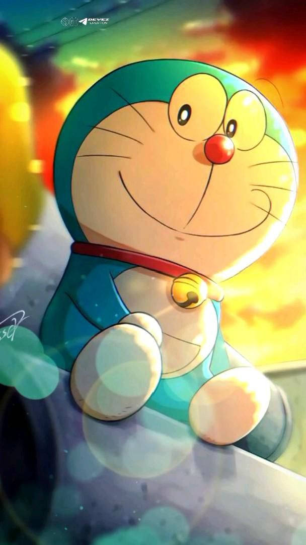 Doraemon, Moon, sunset sky, SD Phone Wallpaper