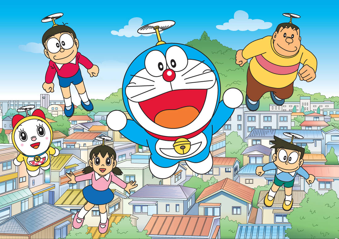 Doraemon, friends, propellers on their heads, SD Desktop Wallpaper