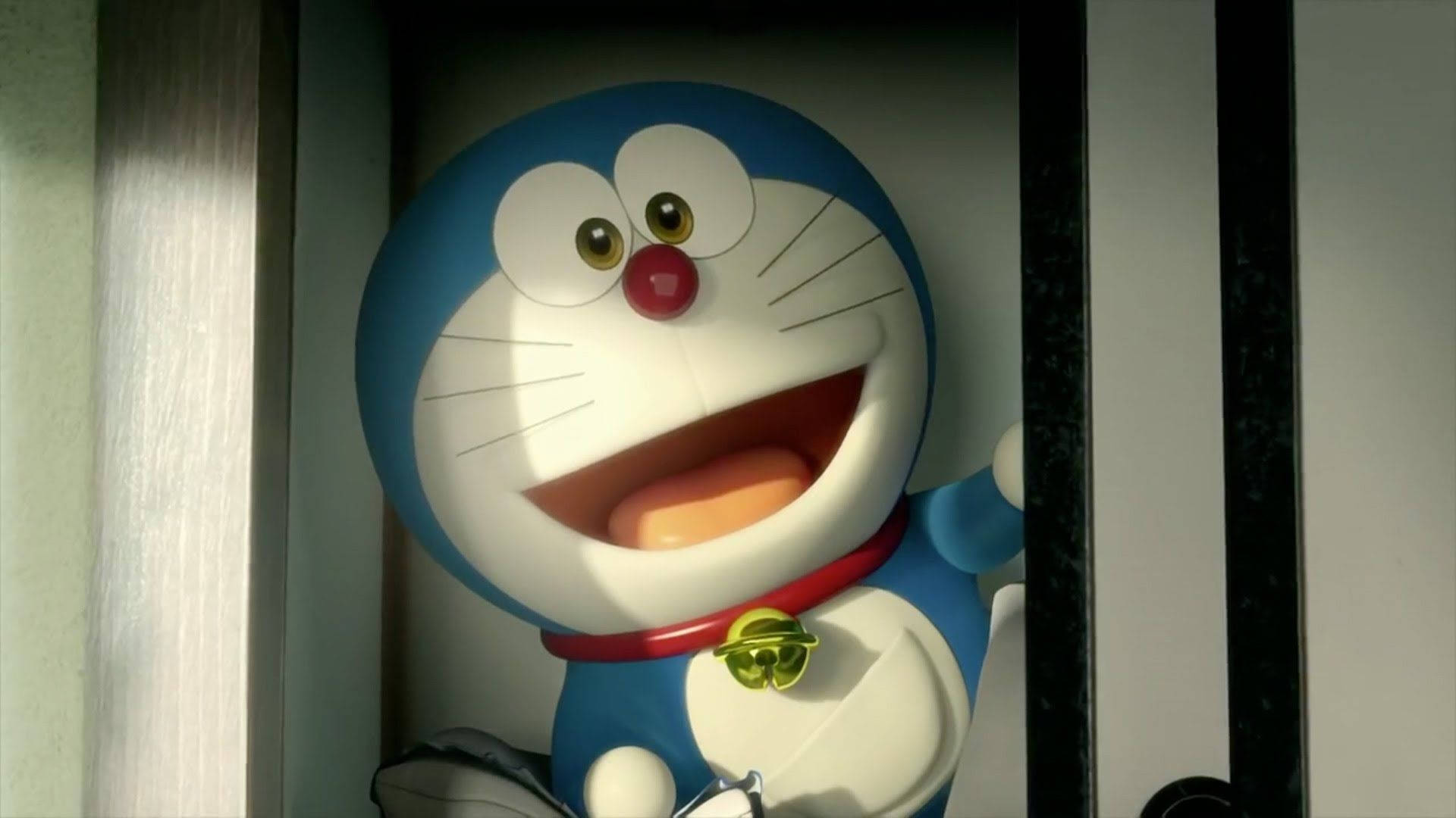 Doraemon, blue robotic cat, red nose, Full HD Desktop Wallpaper