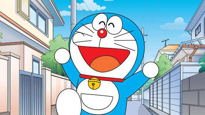 Doraemon, blue robot cat, red nose, SD Desktop Wallpaper