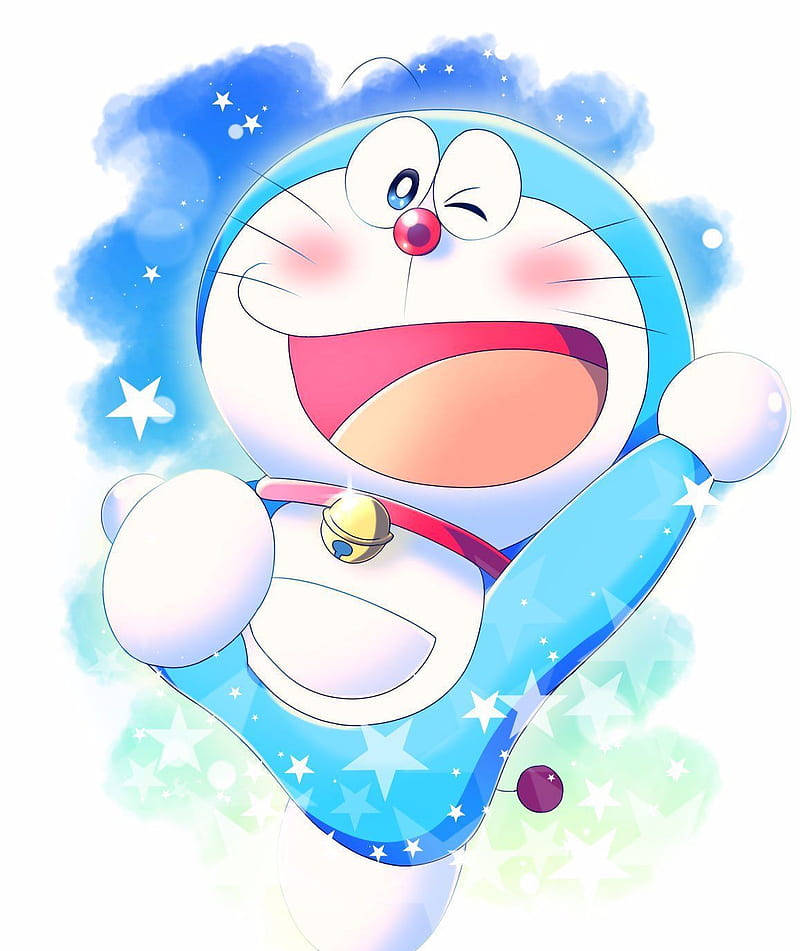 Doraemon, blue robot cat, red nose, SD Phone Wallpaper