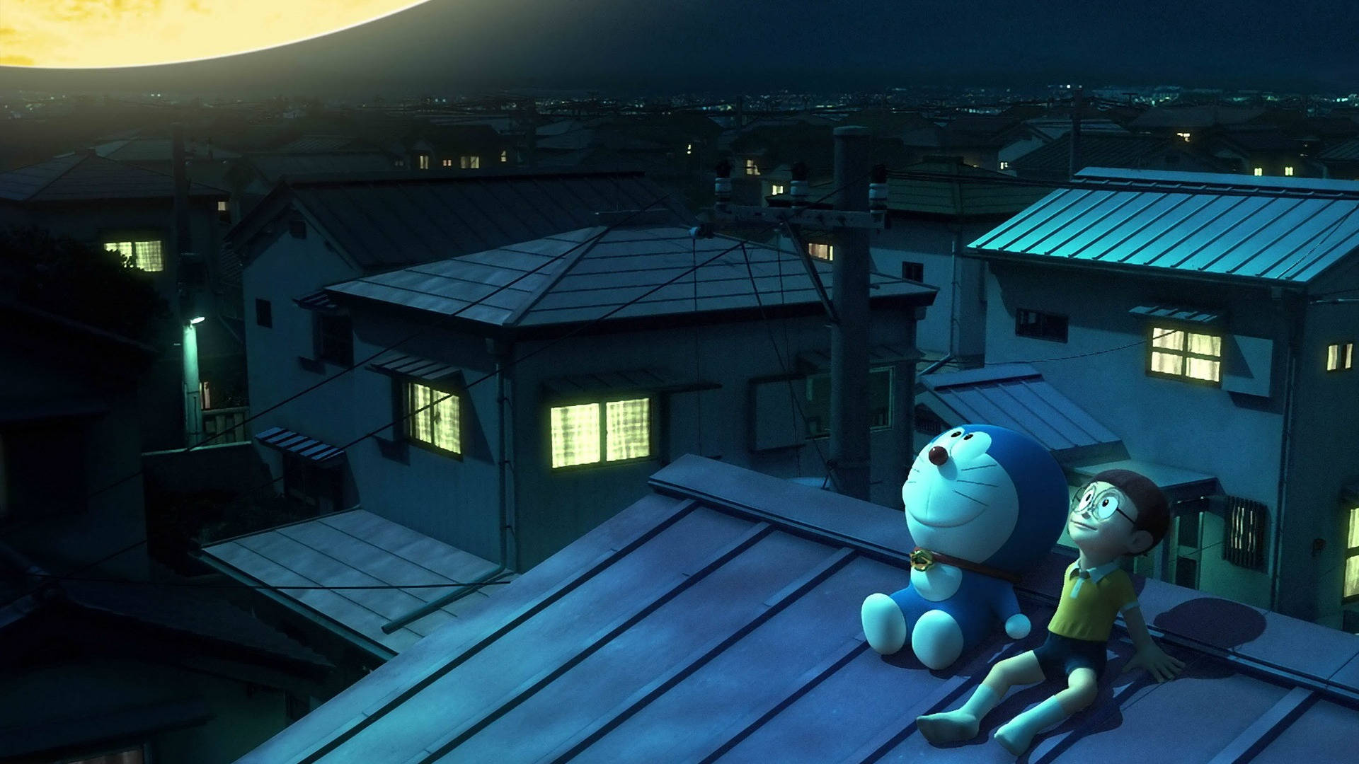 Doraemon, Nobita, rooftop, Full HD Desktop Wallpaper