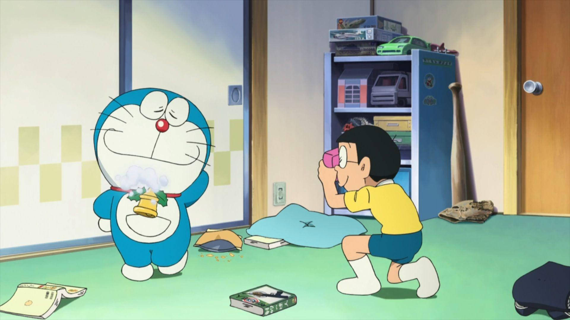 Doraemon, Nobita, blue robotic cat, Full HD Desktop Wallpaper
