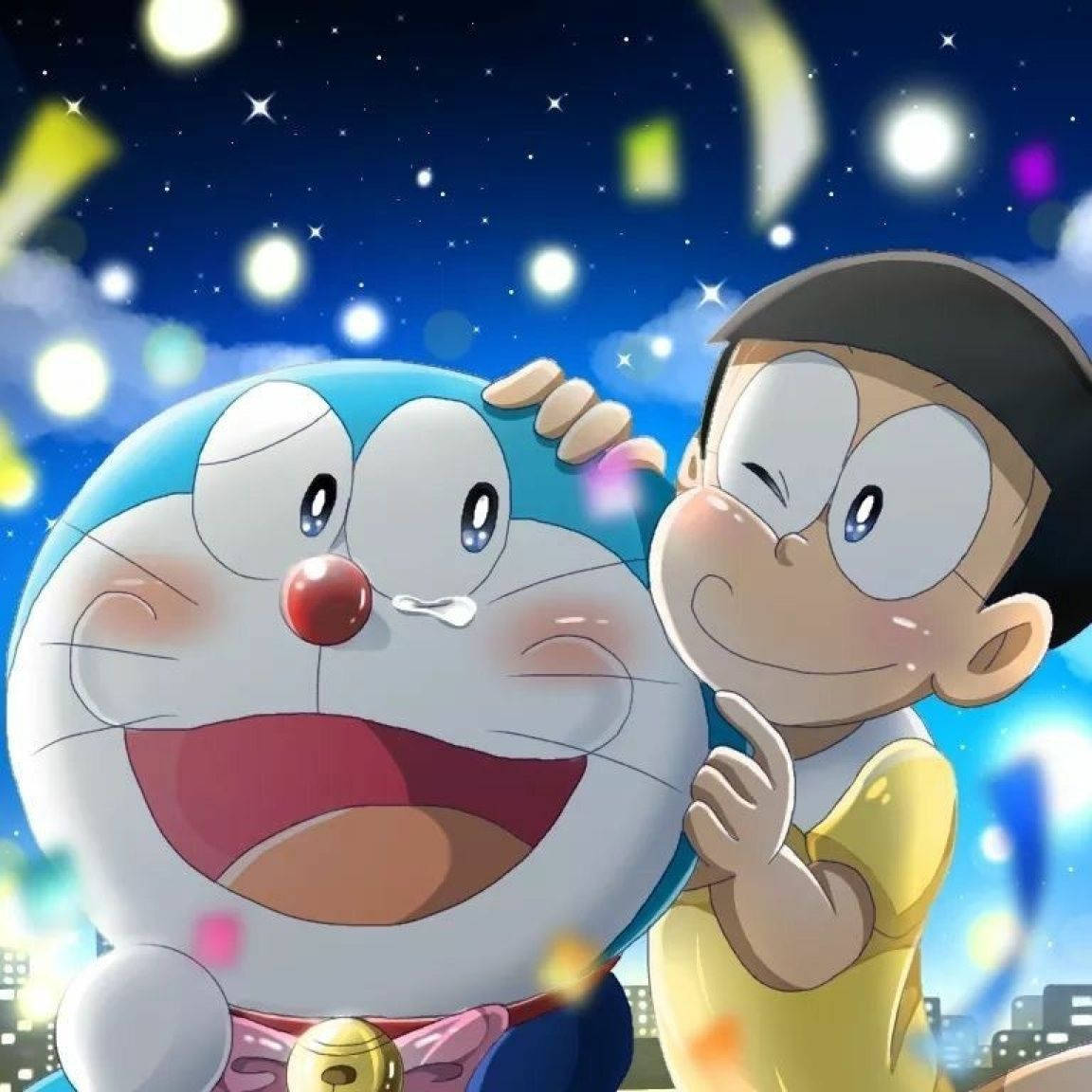 Doraemon, Nobita, starry night sky, SD Desktop Wallpaper