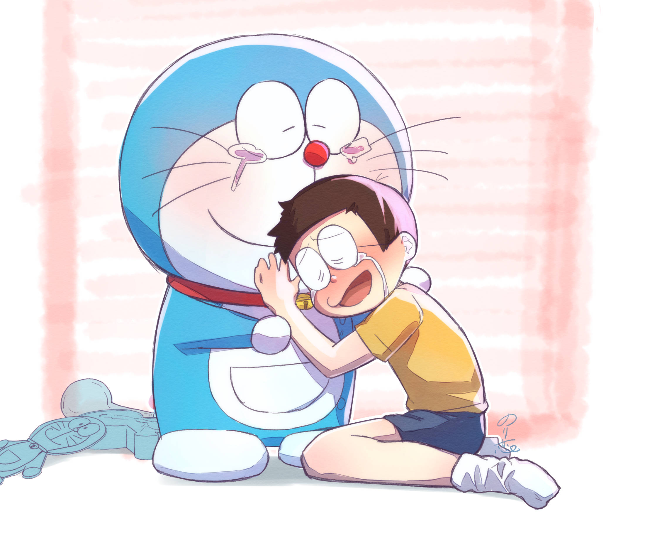 Doraemon, Nobita, blue robotic cat, Full HD Desktop Wallpaper