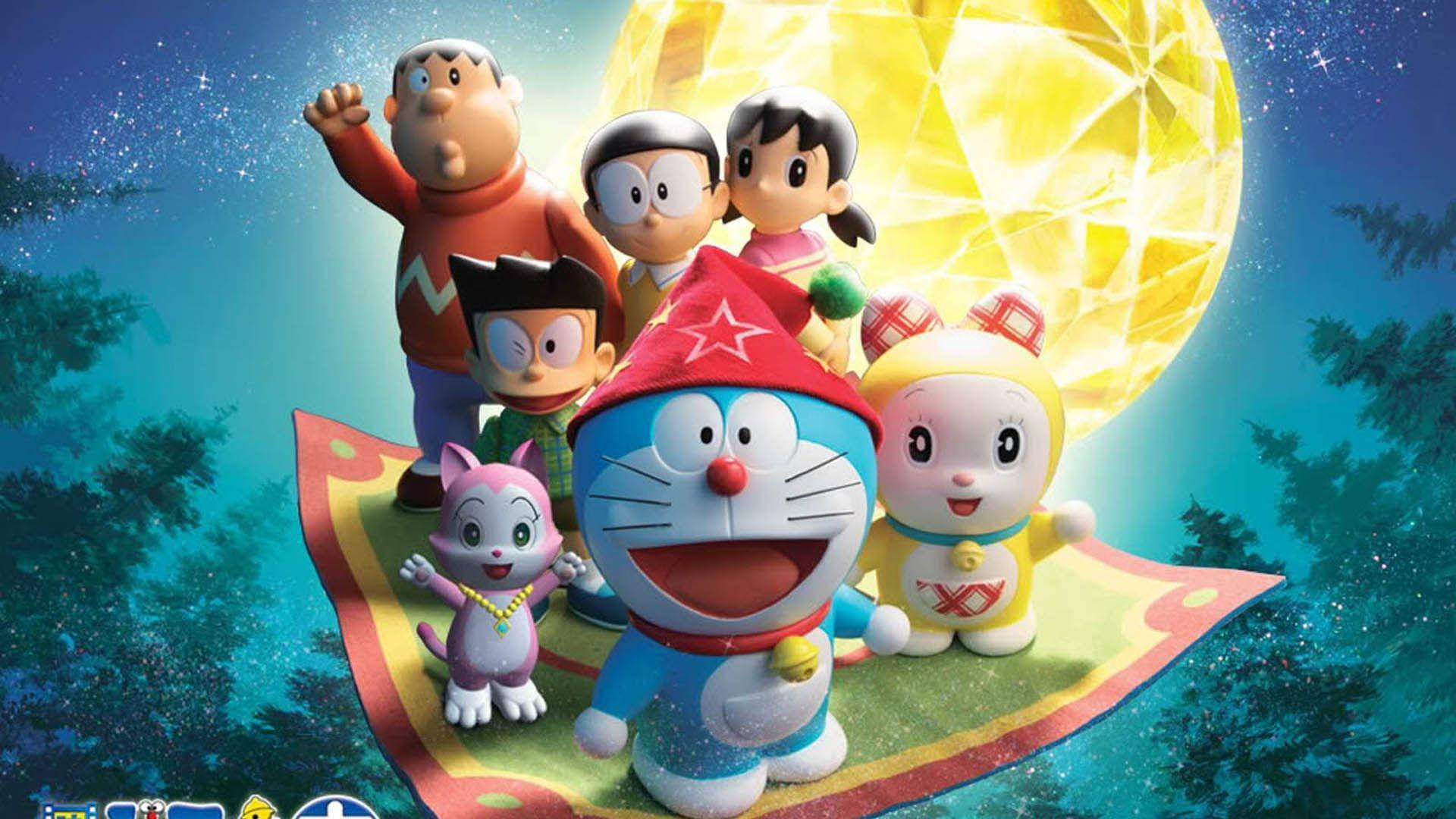Doraemon, Nobita, magic carpet, Full HD Desktop Wallpaper
